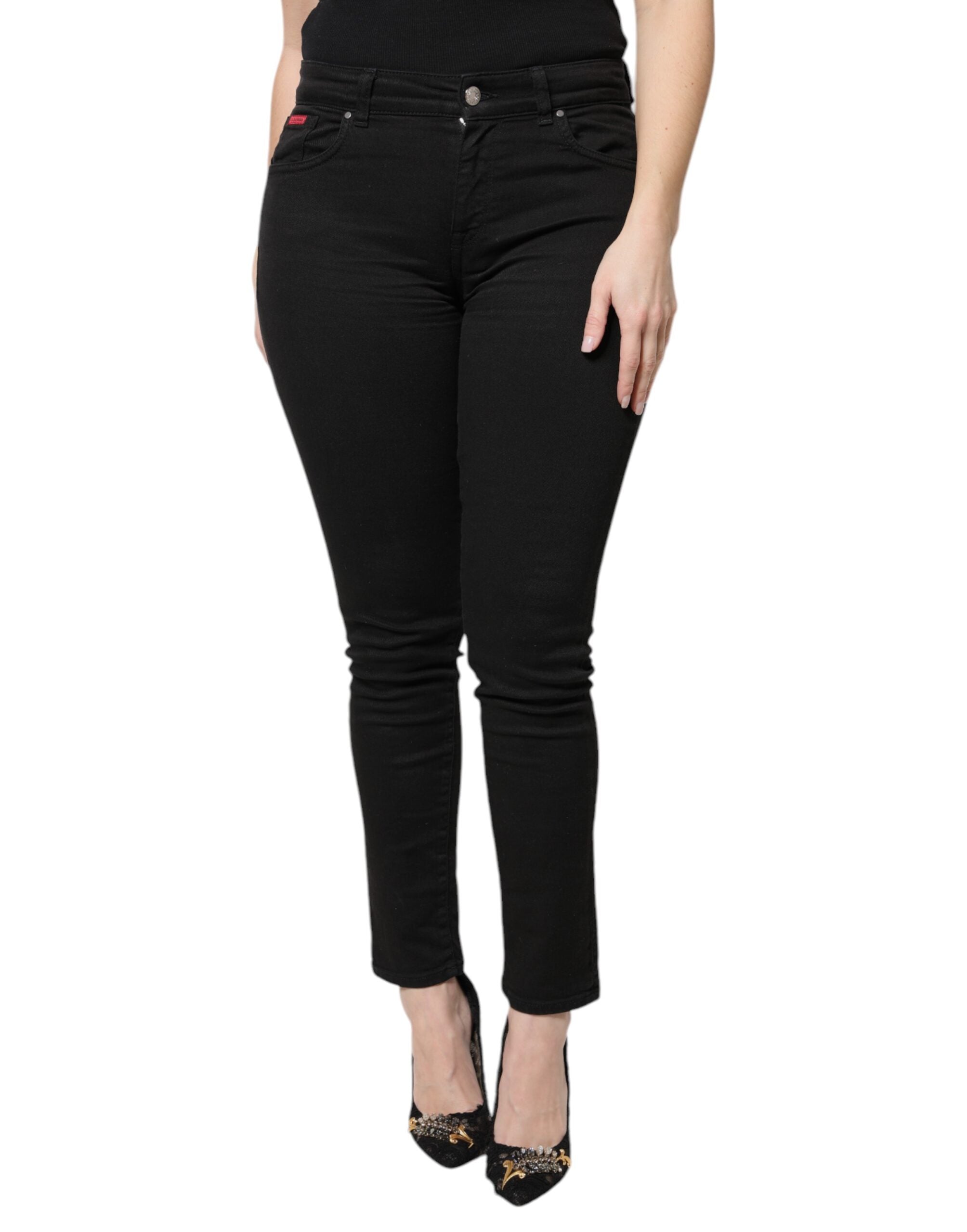 Dolce & Gabbana – Schwarze Skinny-Jeans aus Baumwolle mit hoher Taille