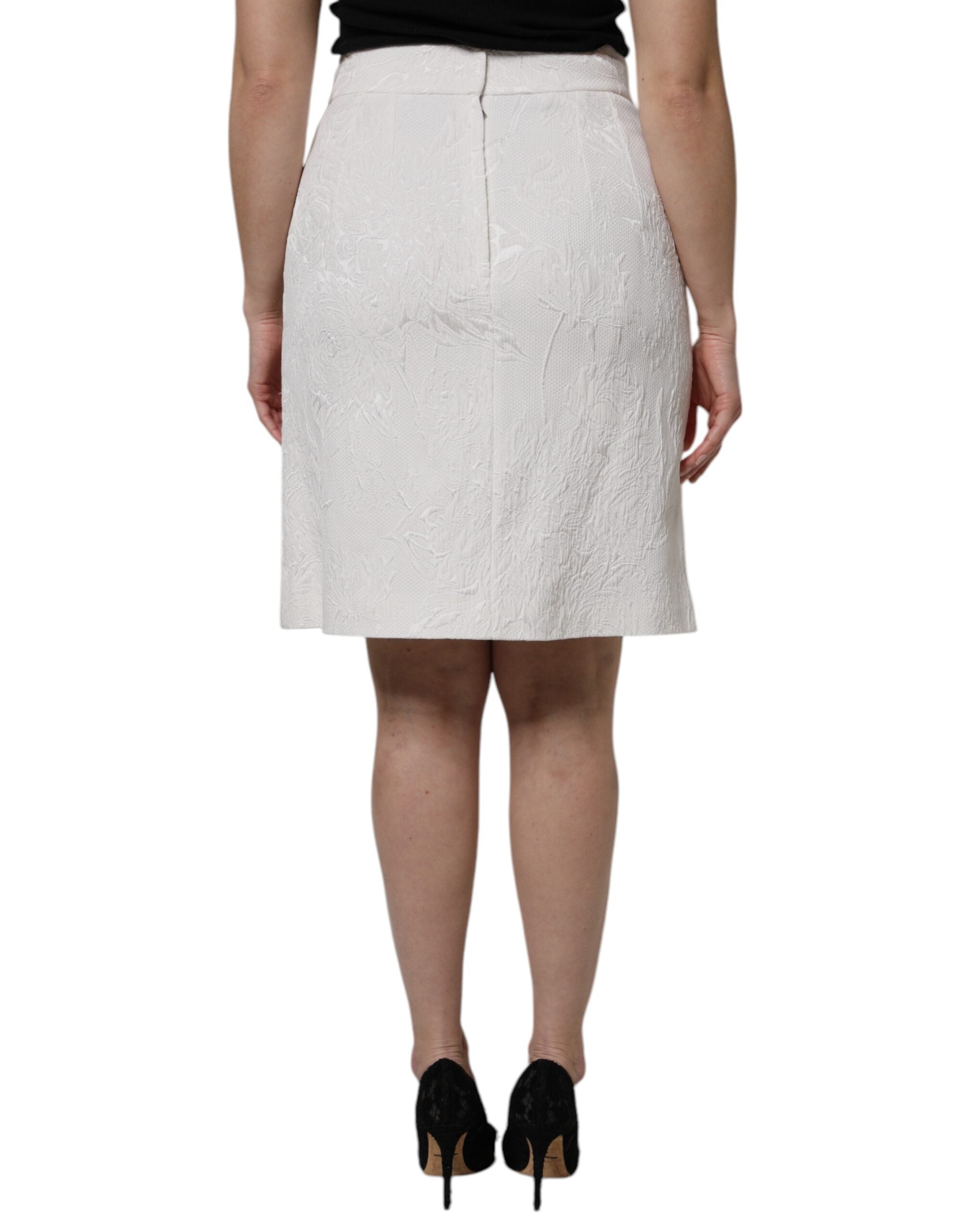 Dolce & Gabbana – Weißer, knielanger Bleistiftrock mit hoher Taille