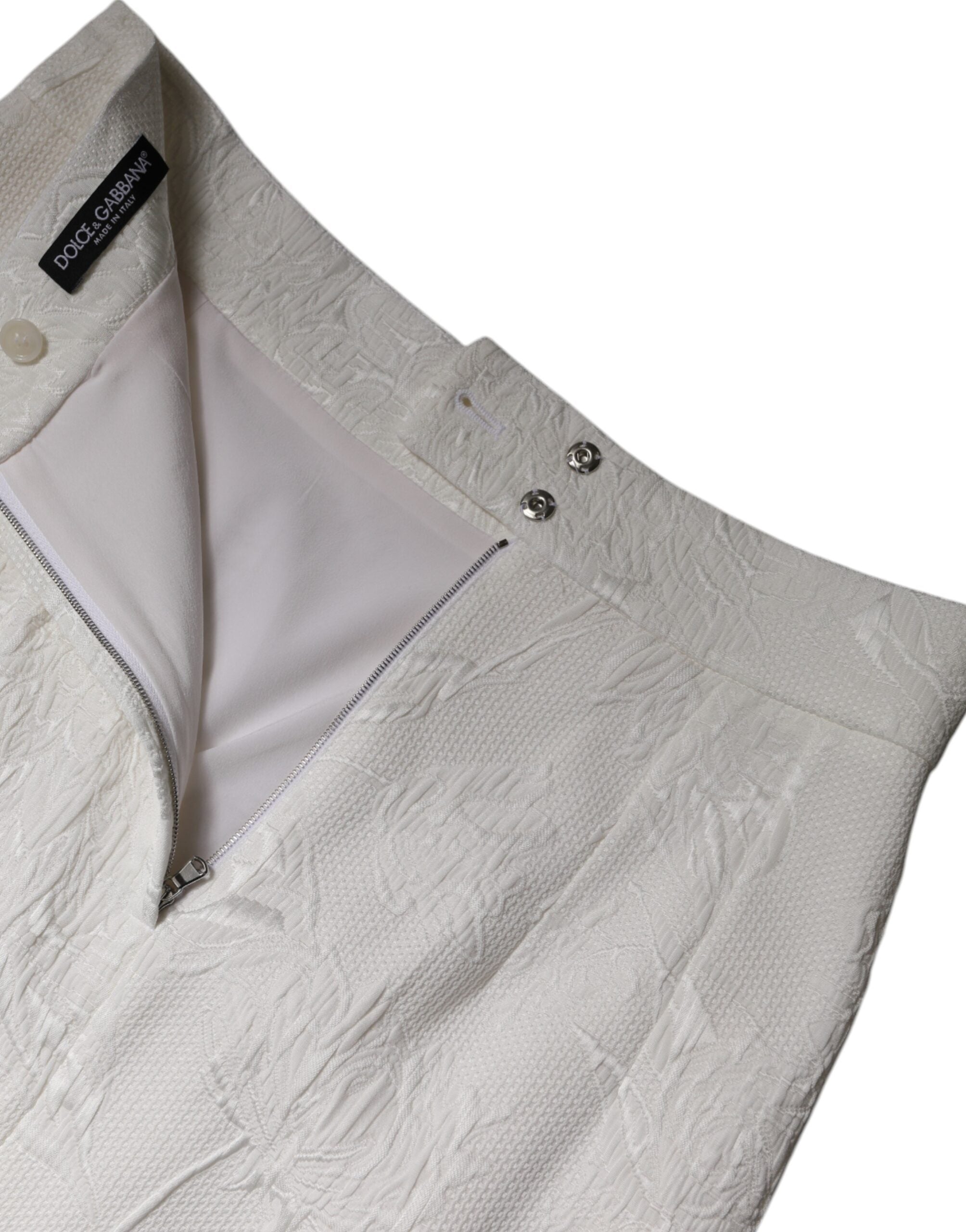 Dolce & Gabbana – Weißer, knielanger Bleistiftrock mit hoher Taille