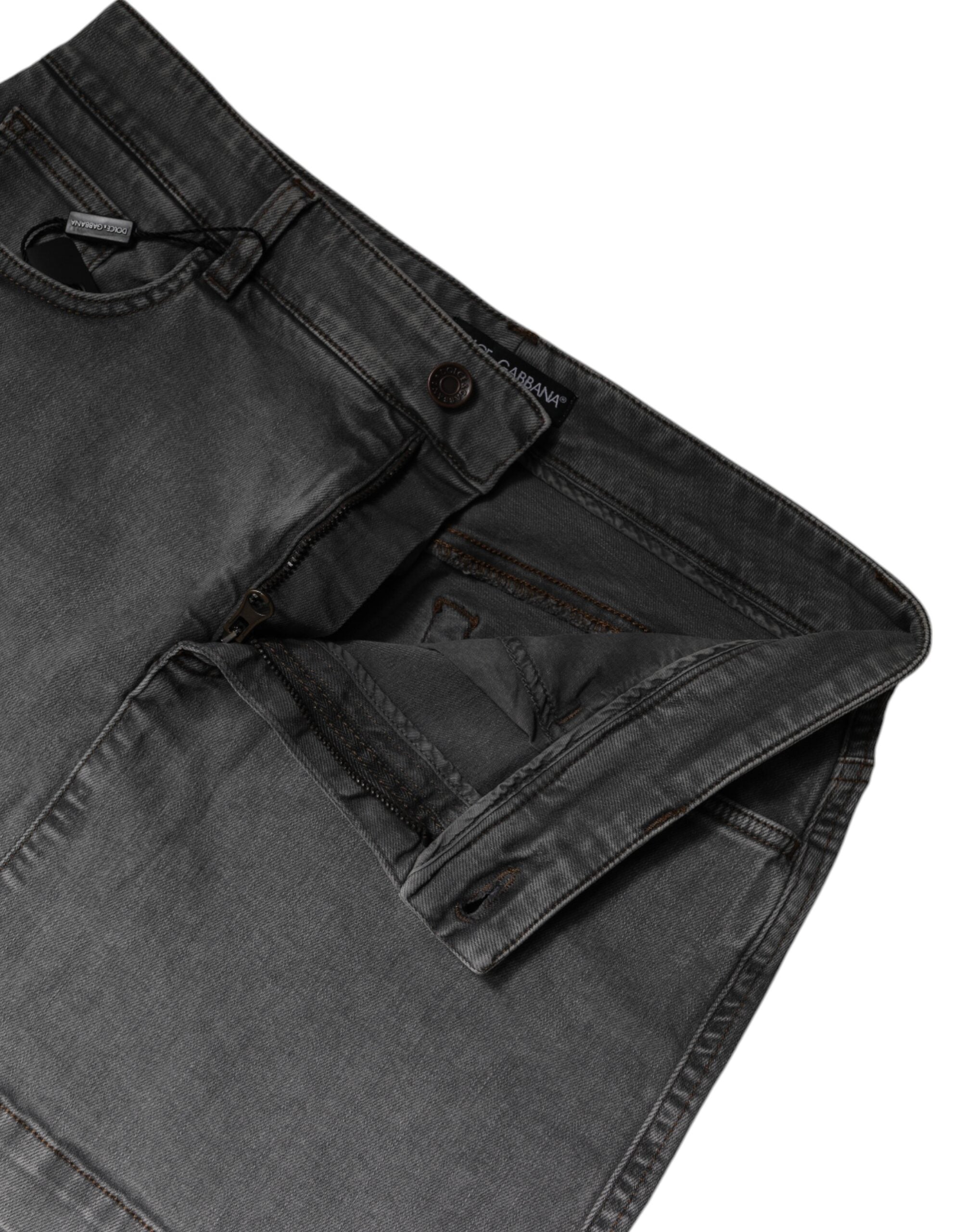 Dolce & Gabbana – Grauer Minirock aus Stretch-Baumwolle mit mittlerer Taille