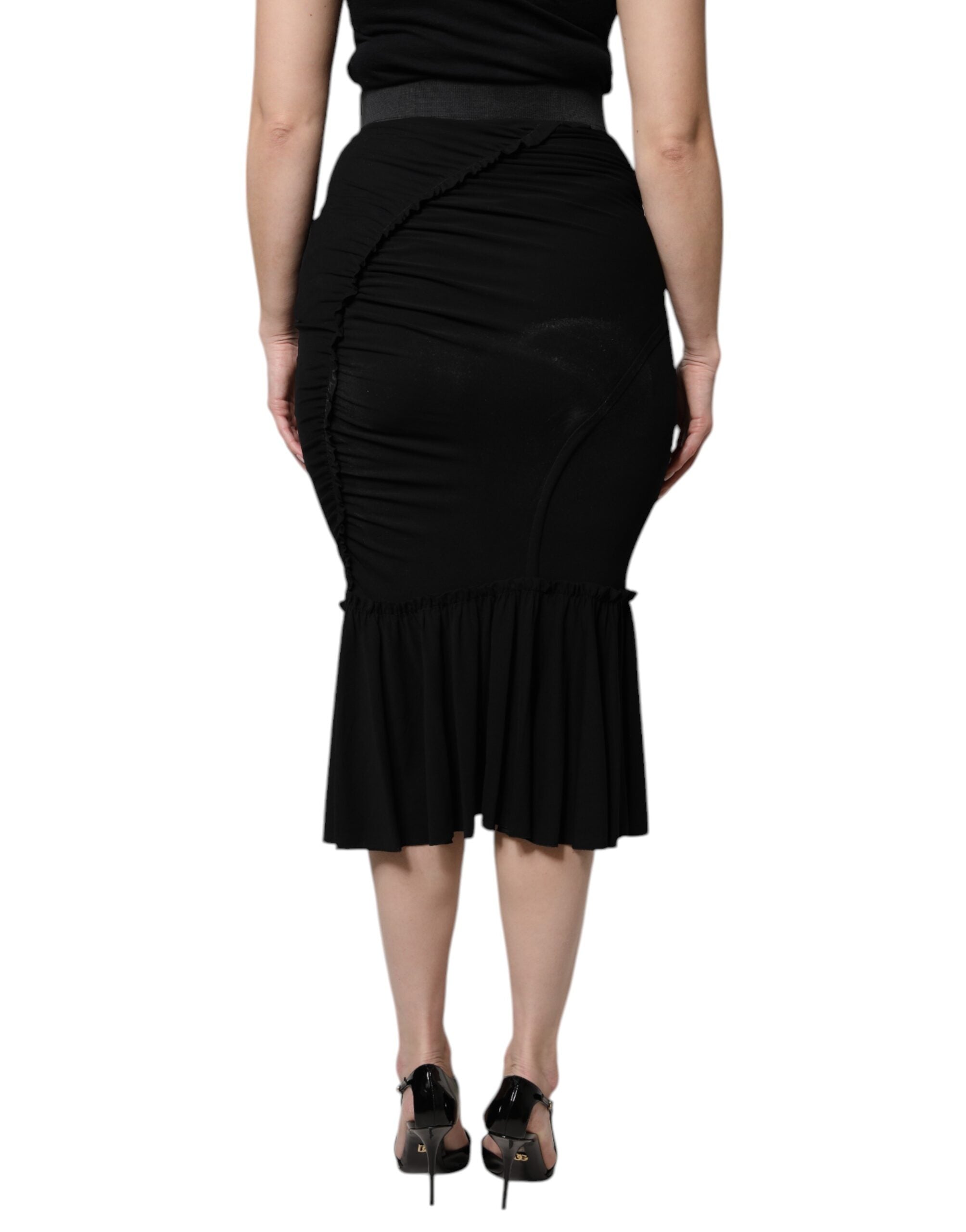 Dolce & Gabbana – Schwarzer Midirock mit hoher Taille im Meerjungfrauenschnitt