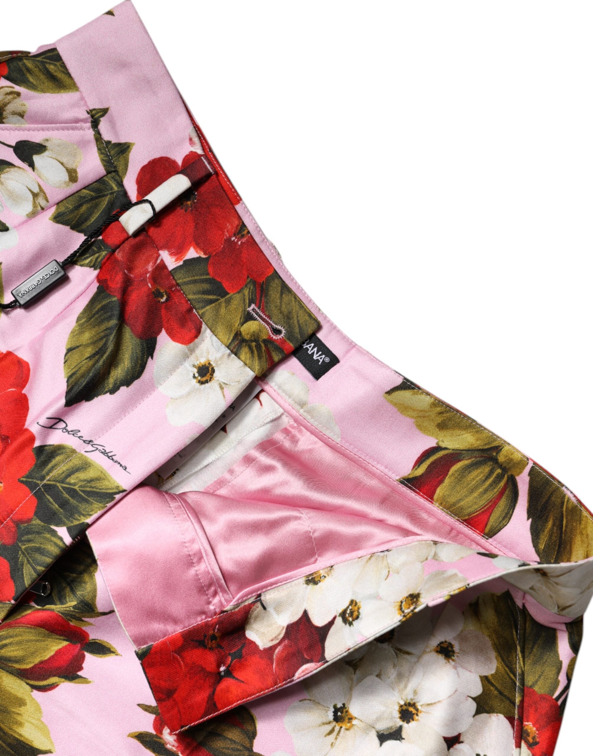 Dolce & Gabbana Pantaloni scurți cu talie înaltă și imprimeu floral roz