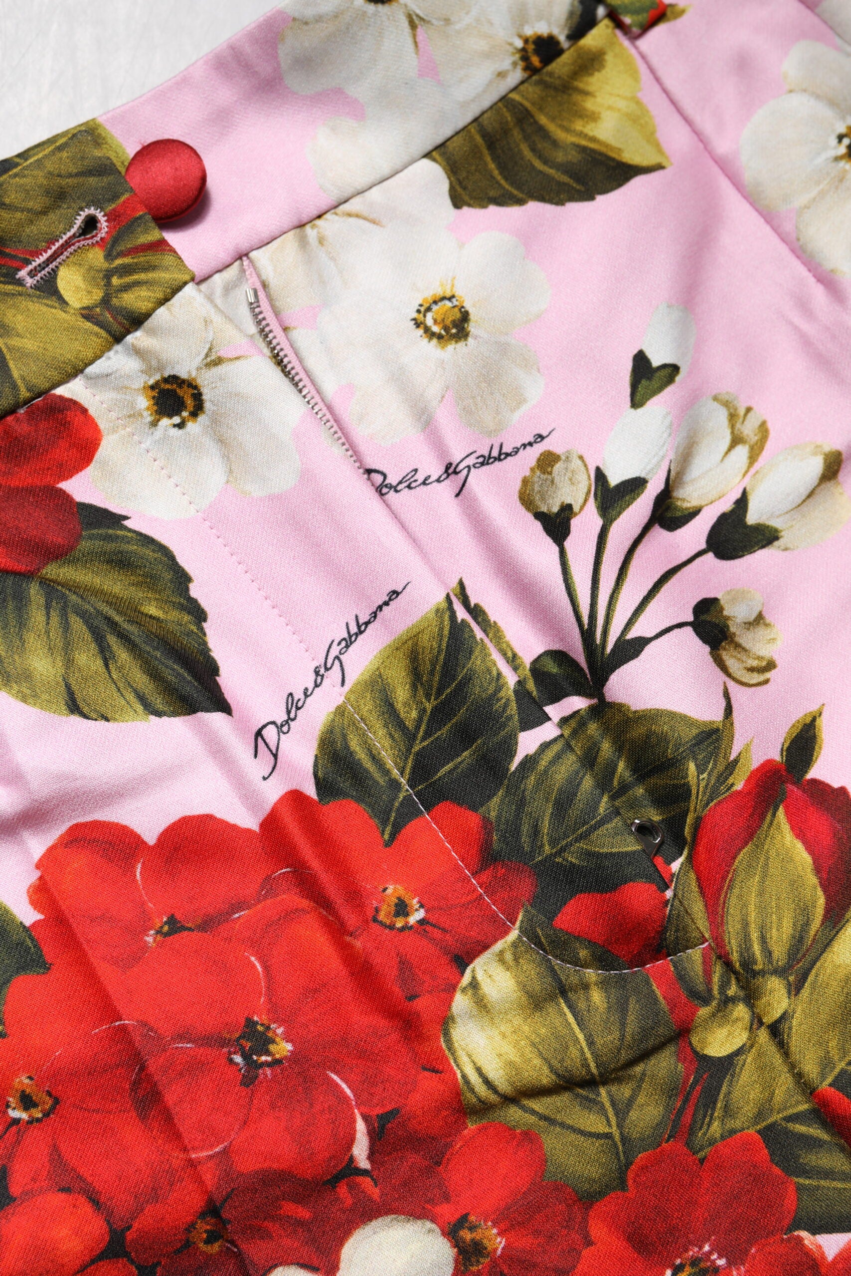Dolce & Gabbana Pantaloni scurți cu talie înaltă și imprimeu floral roz