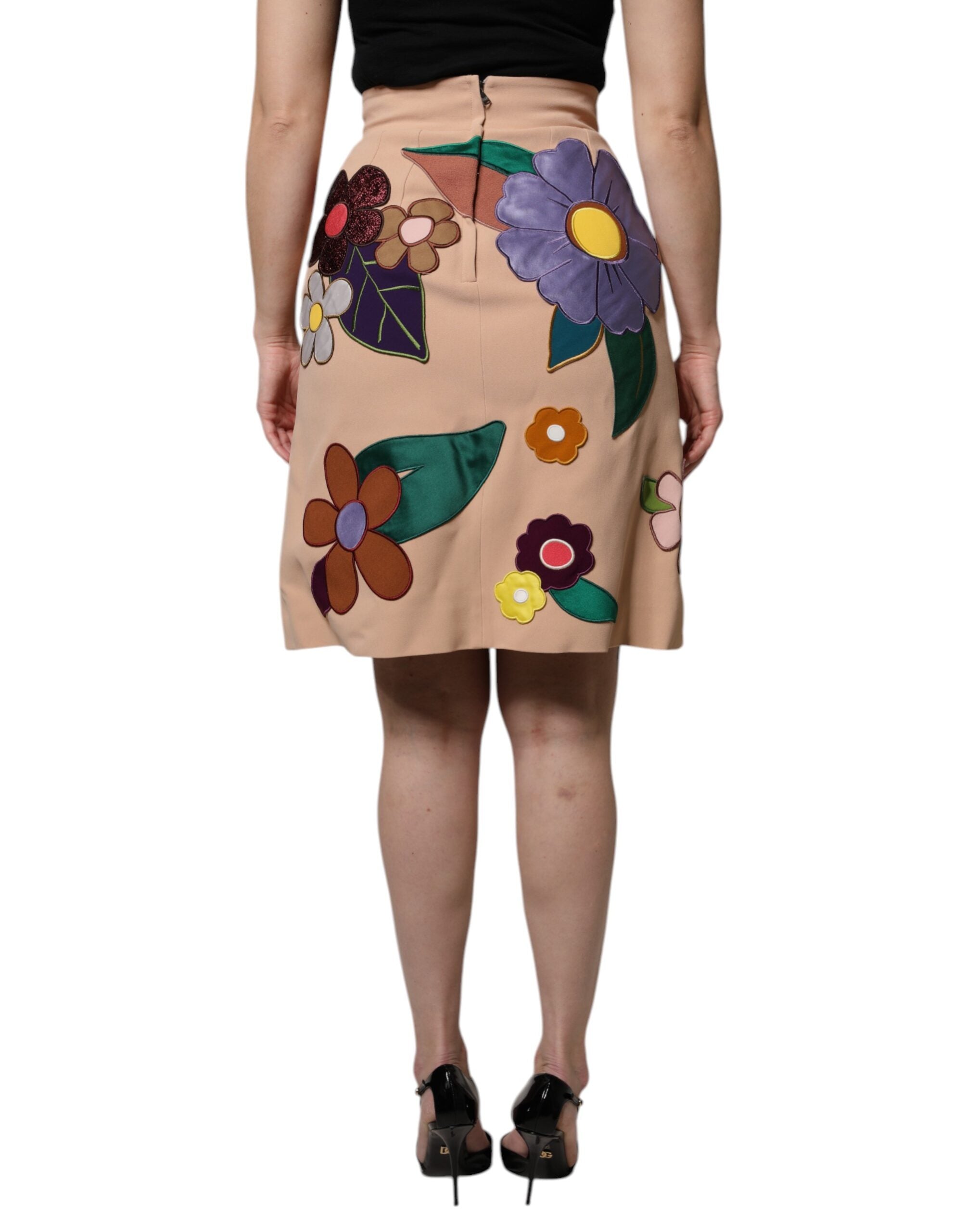 Dolce & Gabbana Beige geblümter Bleistiftrock mit hoher Taille
