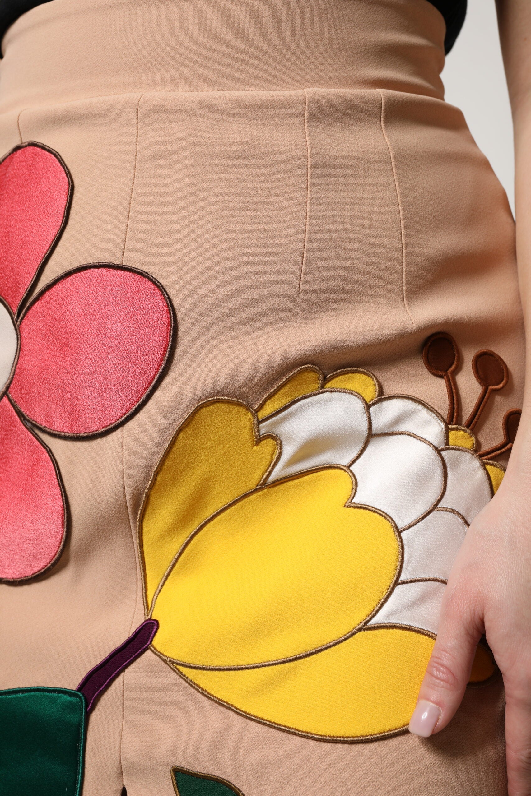 Dolce & Gabbana Beige geblümter Bleistiftrock mit hoher Taille