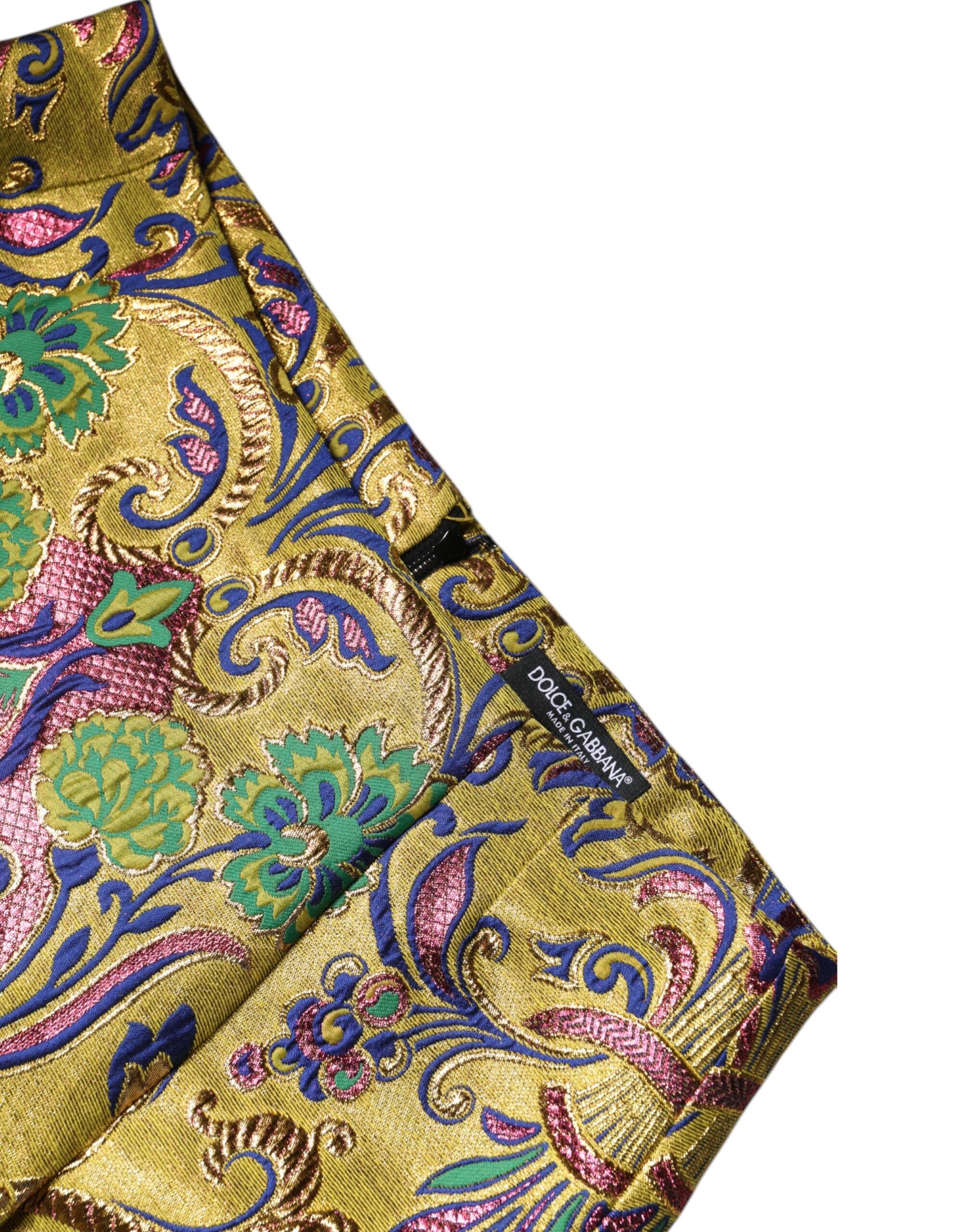 Dolce & Gabbana – Mehrfarbiger Minirock aus Jacquard mit Blumenmuster und mittlerer Taille