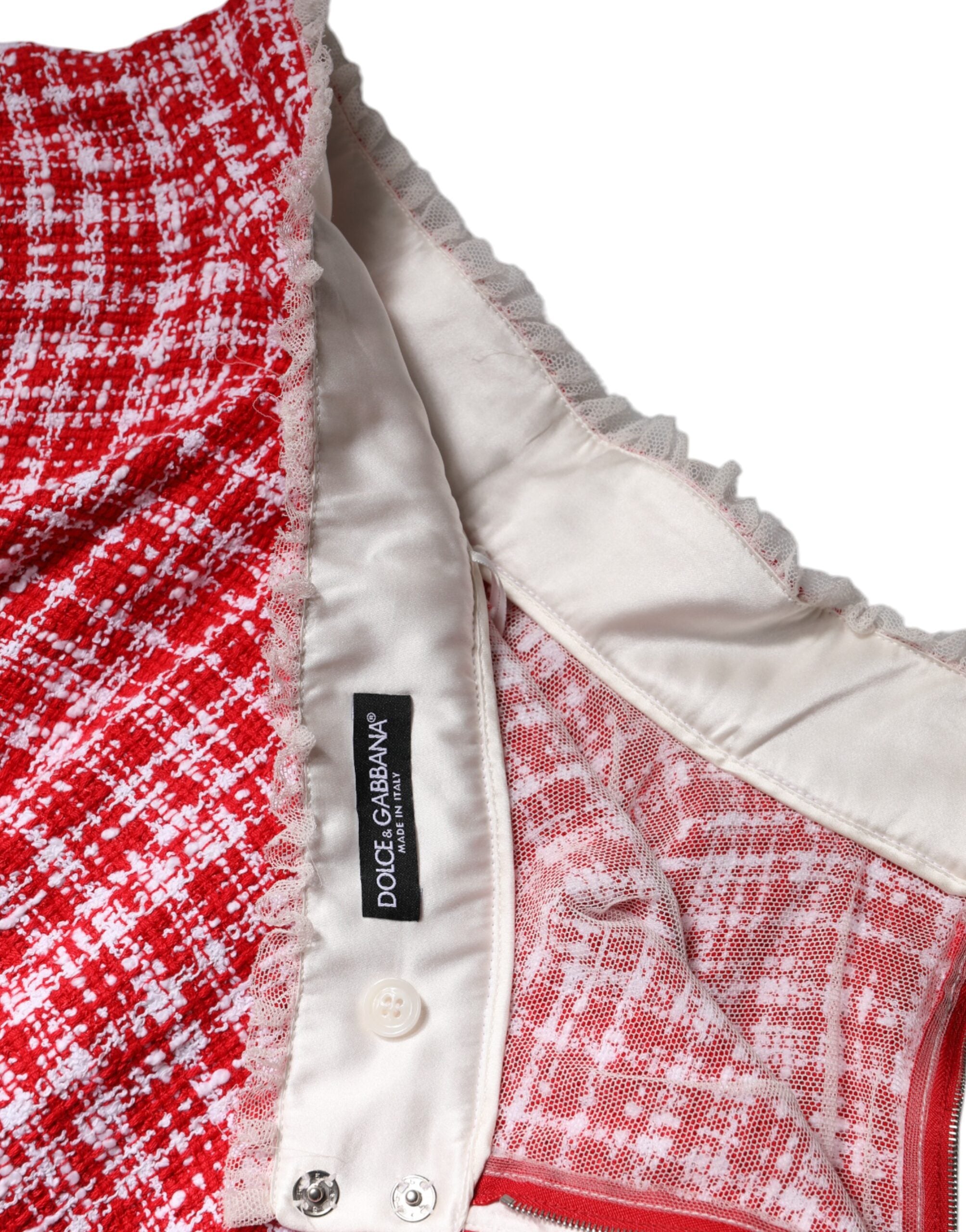 Dolce & Gabbana – Rot-weißer A-Linien-Rock mit hoher Taille über dem Knie