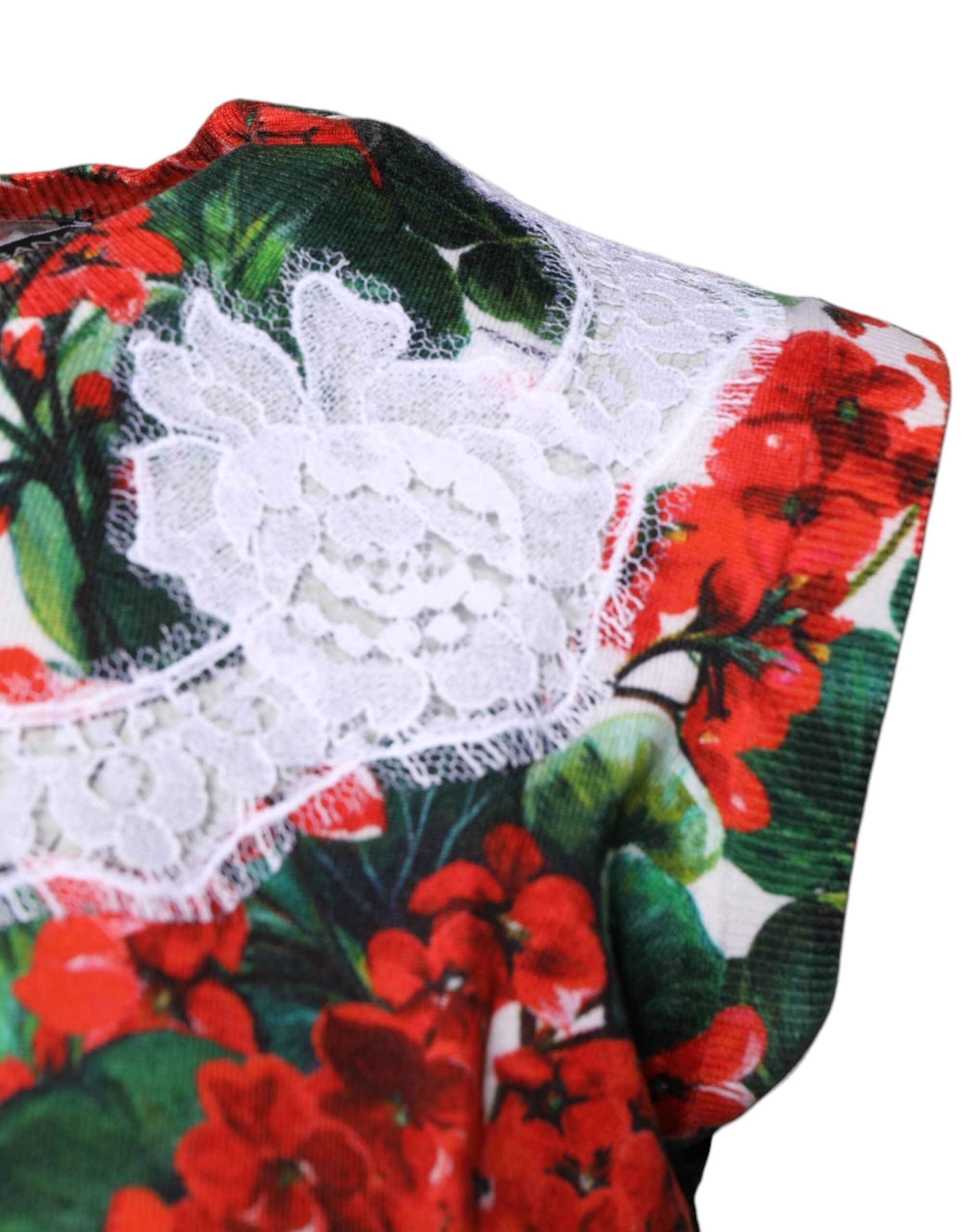 Dolce & Gabbana, mehrfarbiges, ärmelloses Tanktop mit Blumenspitze