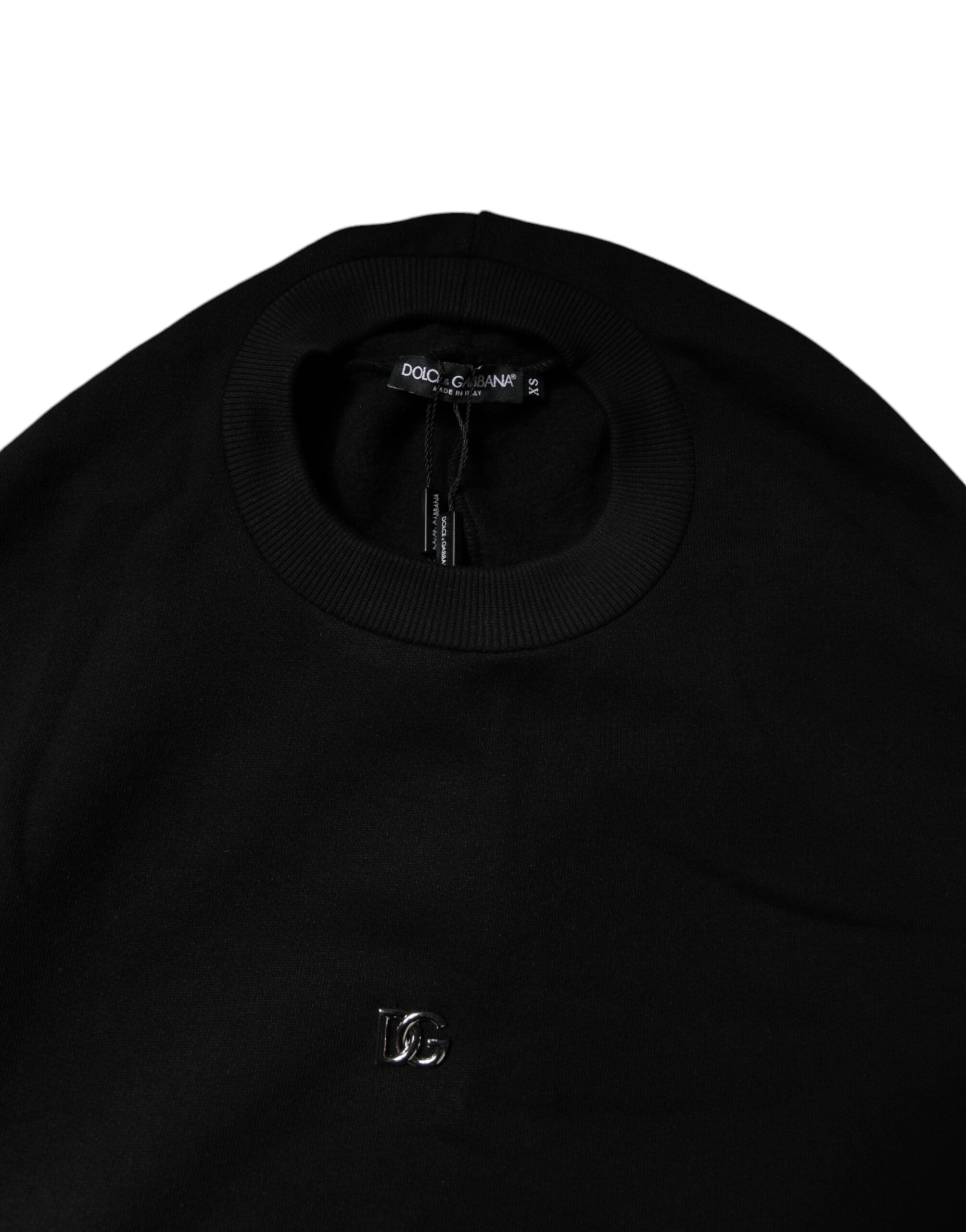 Dolce & Gabbana – Schwarzes Sweatshirt mit Rundhalsausschnitt aus Baumwolle