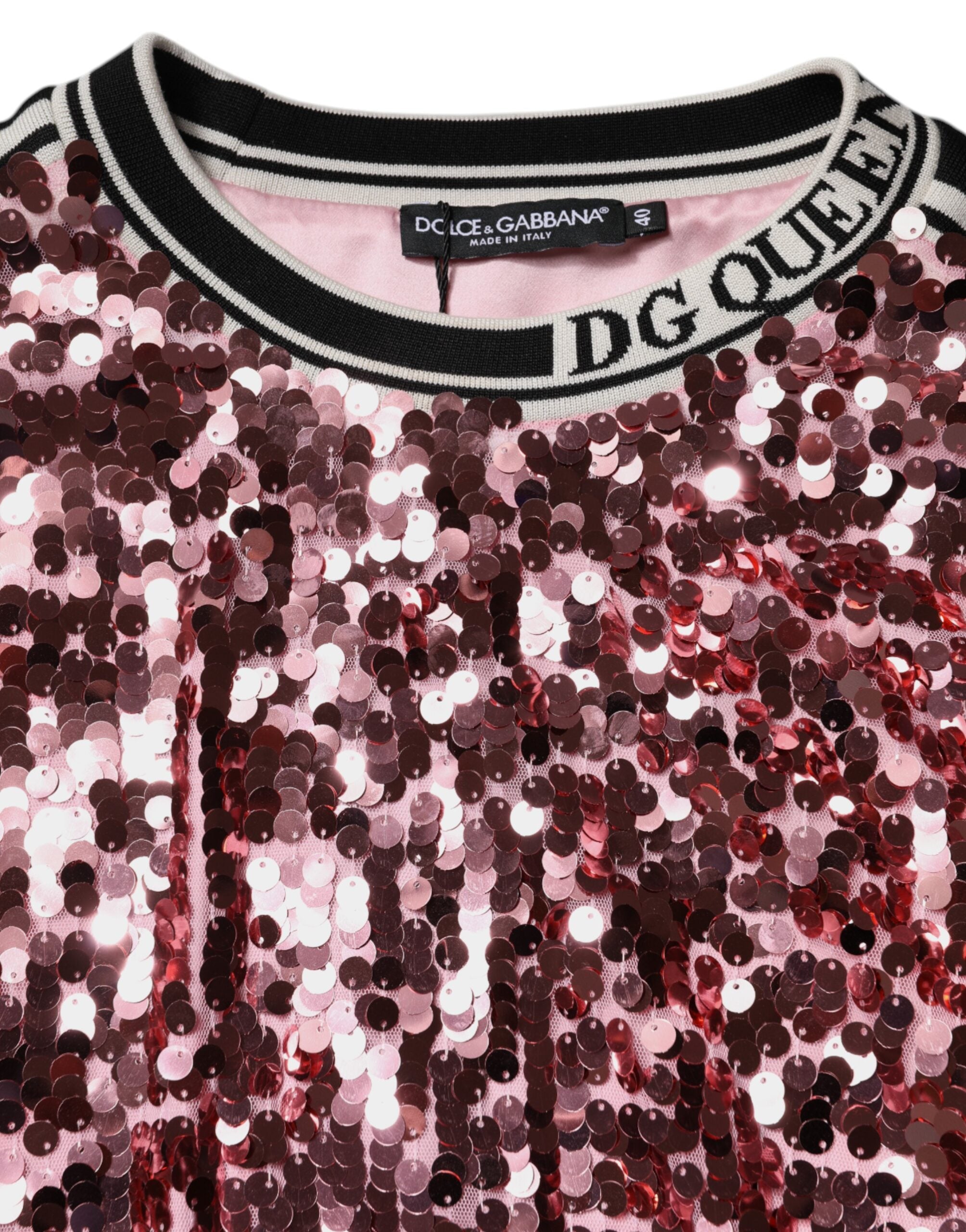 Dolce & Gabbana – Pullover mit Pailletten „DG Queen“ in Rosa