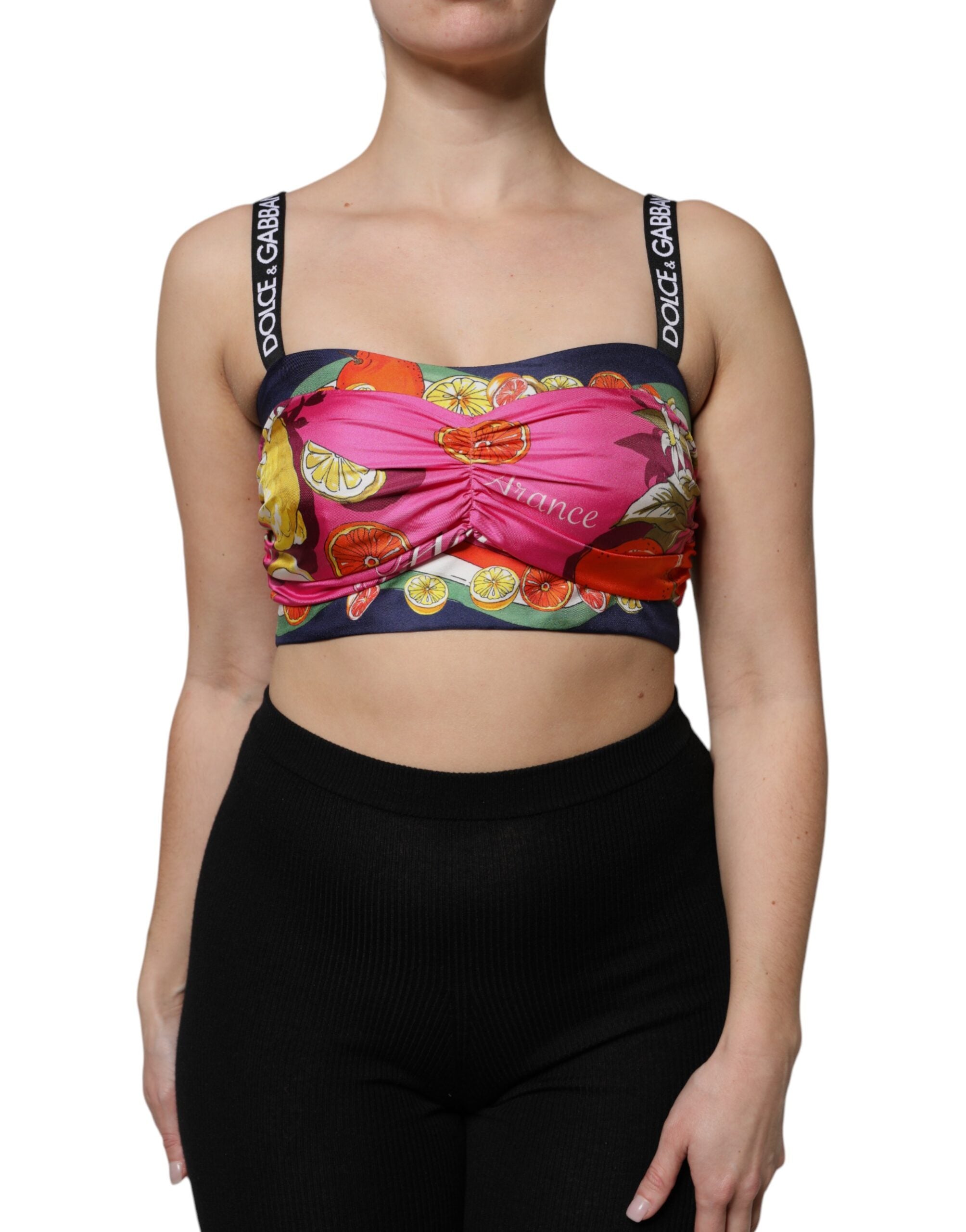 Dolce & Gabbana – Ärmelloses Bustier-Crop-Top mit mehrfarbigem Blumenmuster