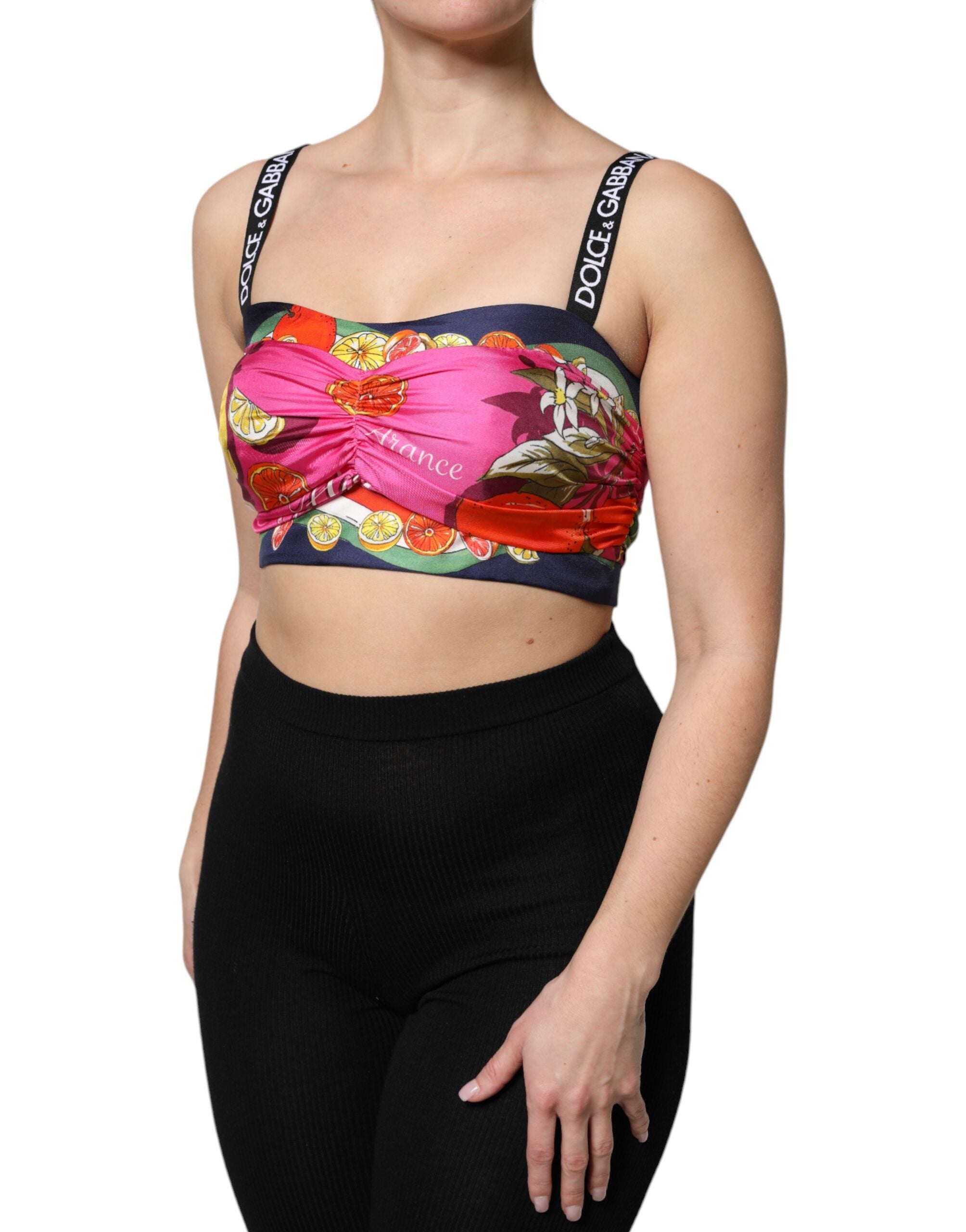 Dolce & Gabbana – Ärmelloses Bustier-Crop-Top mit mehrfarbigem Blumenmuster