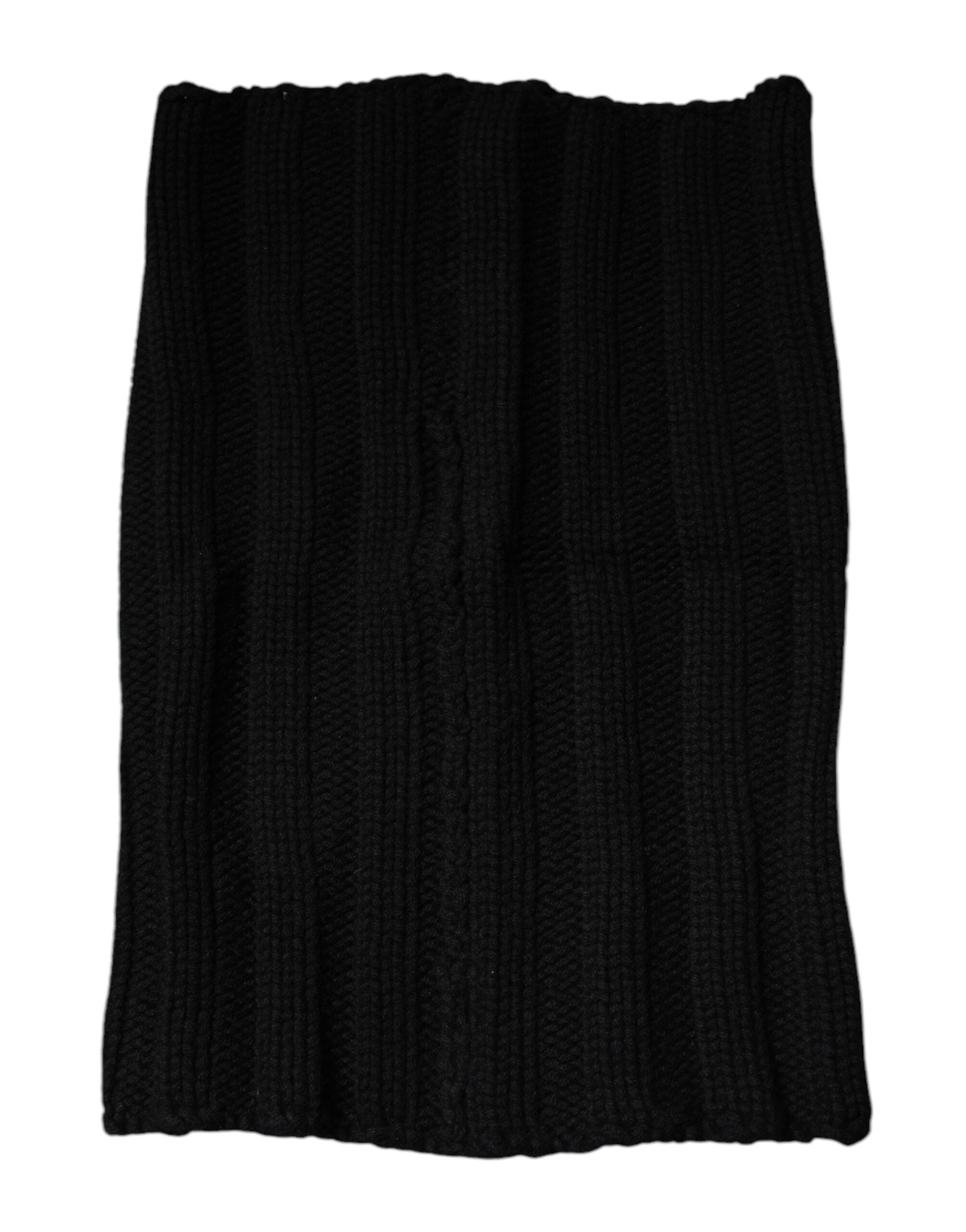 Dolce & Gabbana – Schwarzer, gestrickter Halswärmer-Foulardschal aus Kaschmir