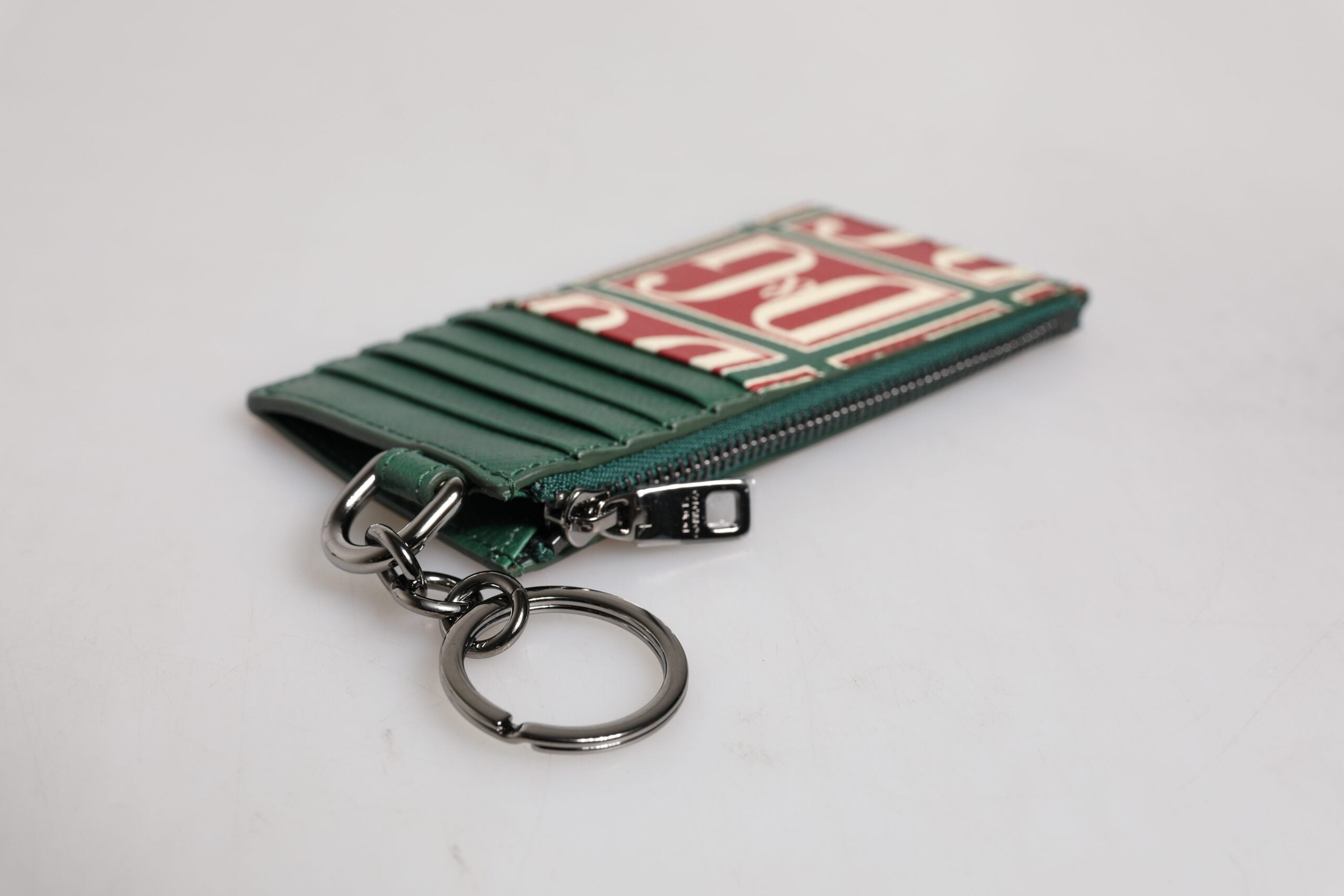 Portofel Dolce & Gabbana verde din piele de vițel cu logo și monogramă