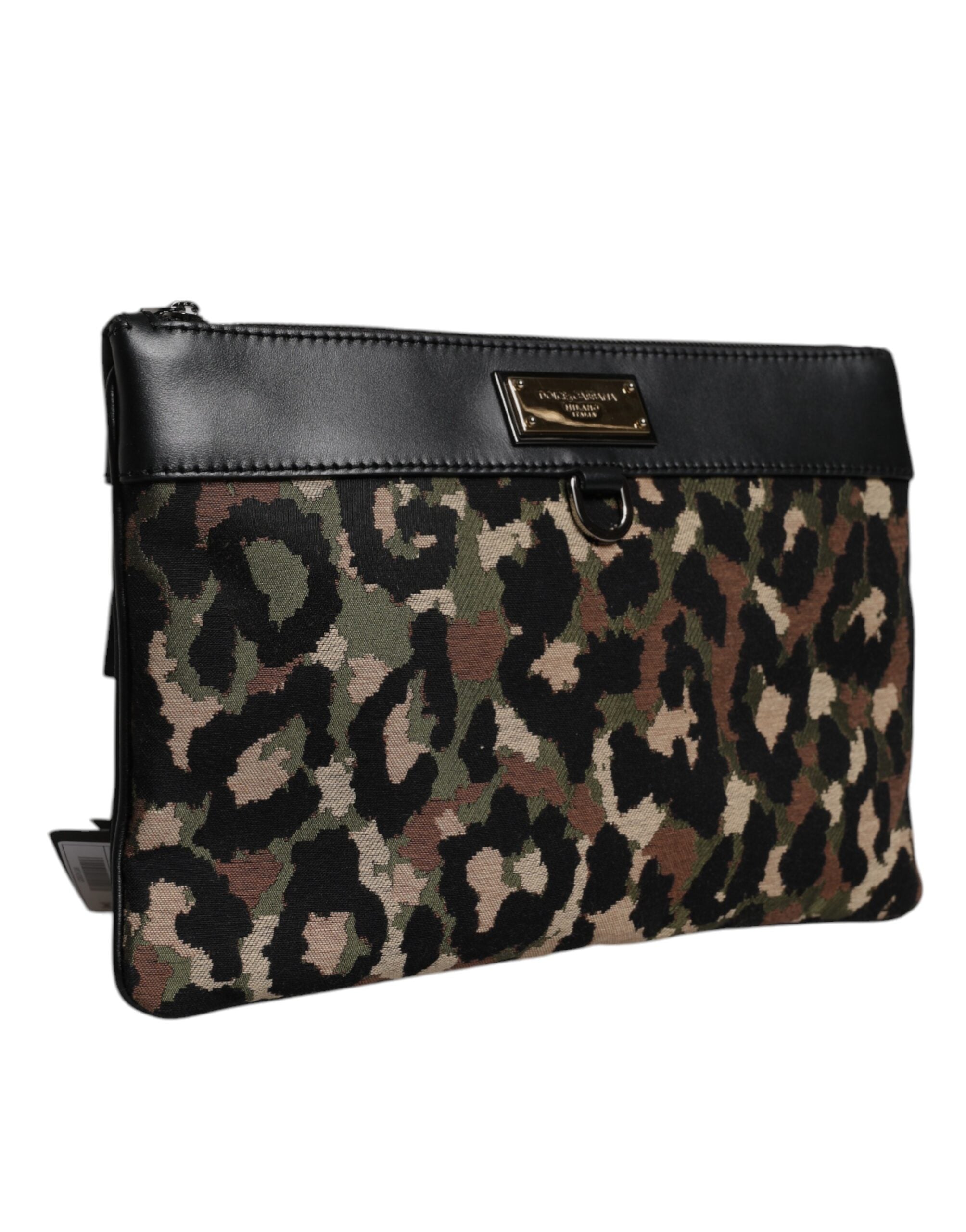 Dolce & Gabbana Geantă tip poșetă cu imprimeu jacquard leopard multicolor și placă cu logo