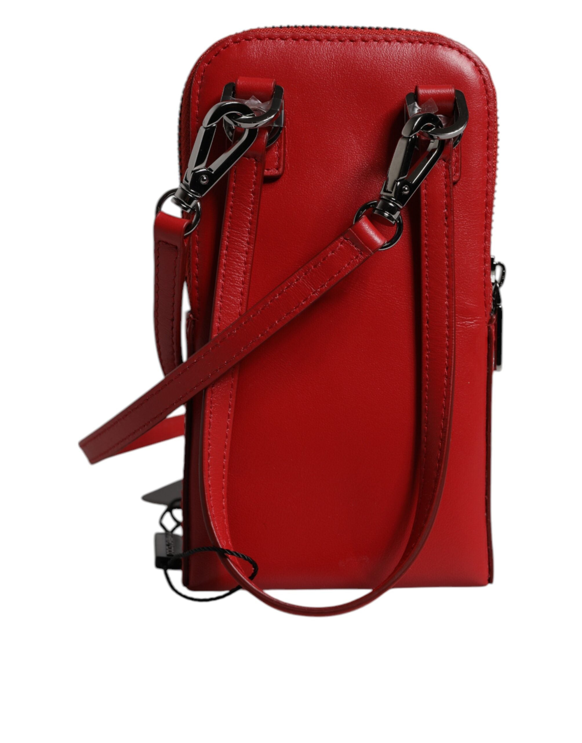 Geantă Dolce & Gabbana din piele roșie cu bandă de telefon și curea crossbody