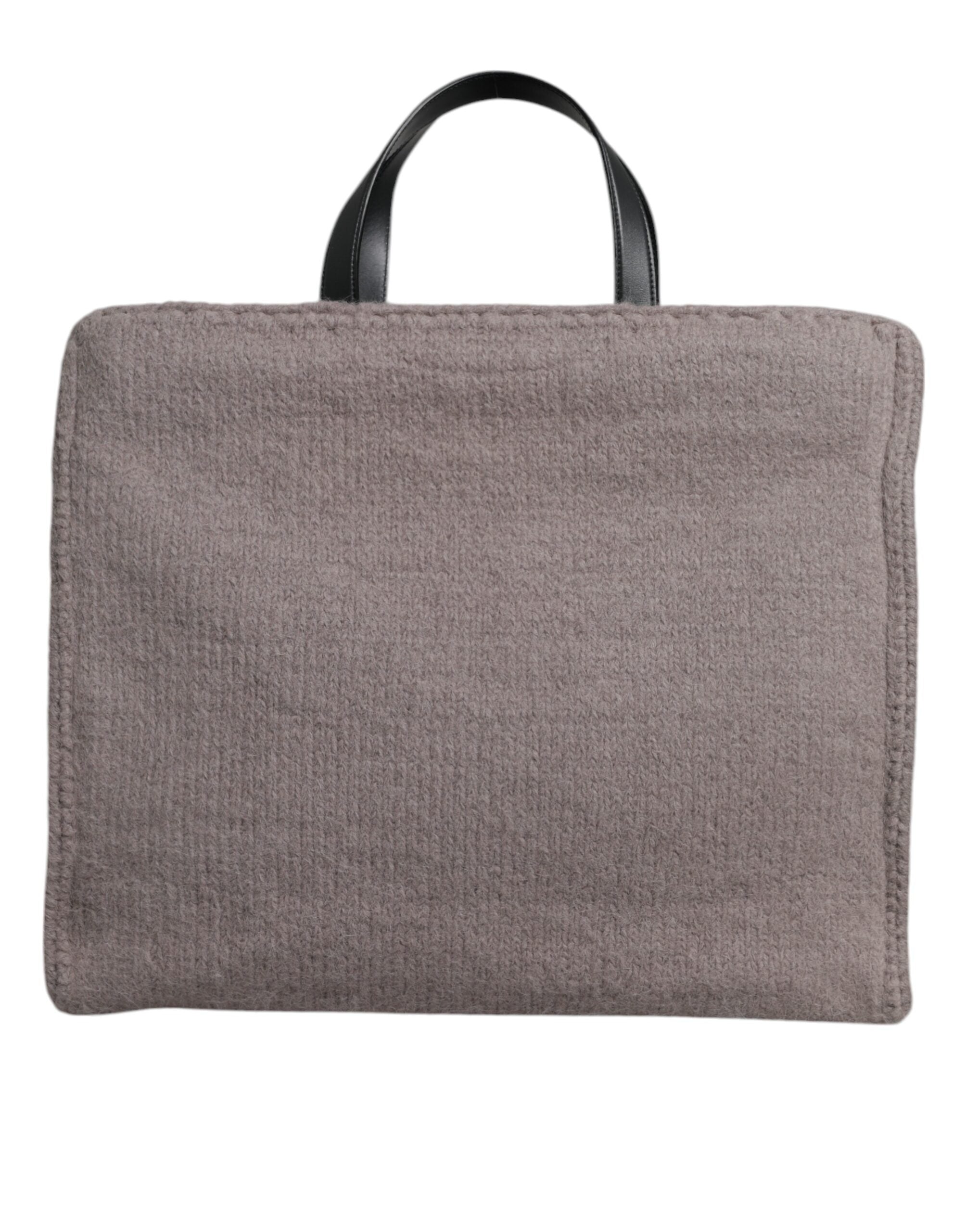Dolce & Gabbana – Tote-Umhängetasche aus Alpakawolle mit Logo-Plakette in Grau