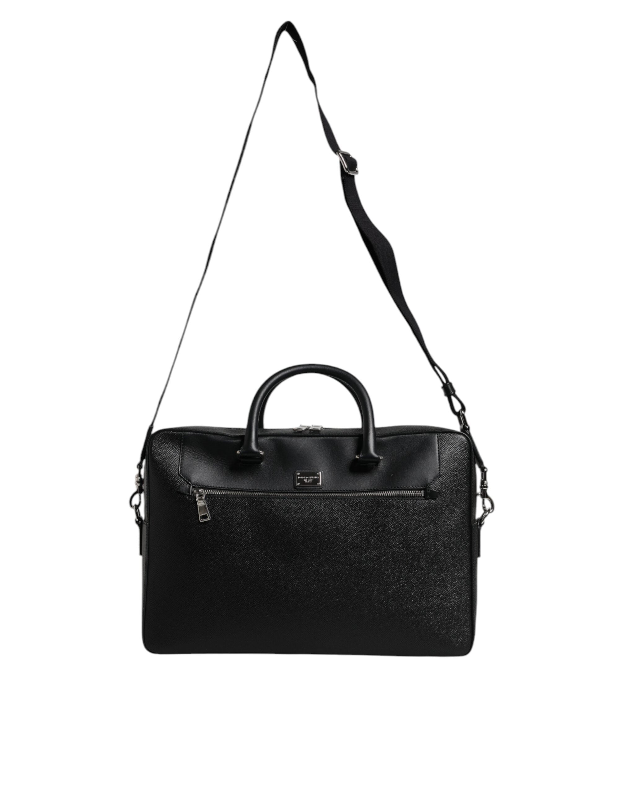 Geantă Dolce & Gabbana cu mâner dublu și logo negru