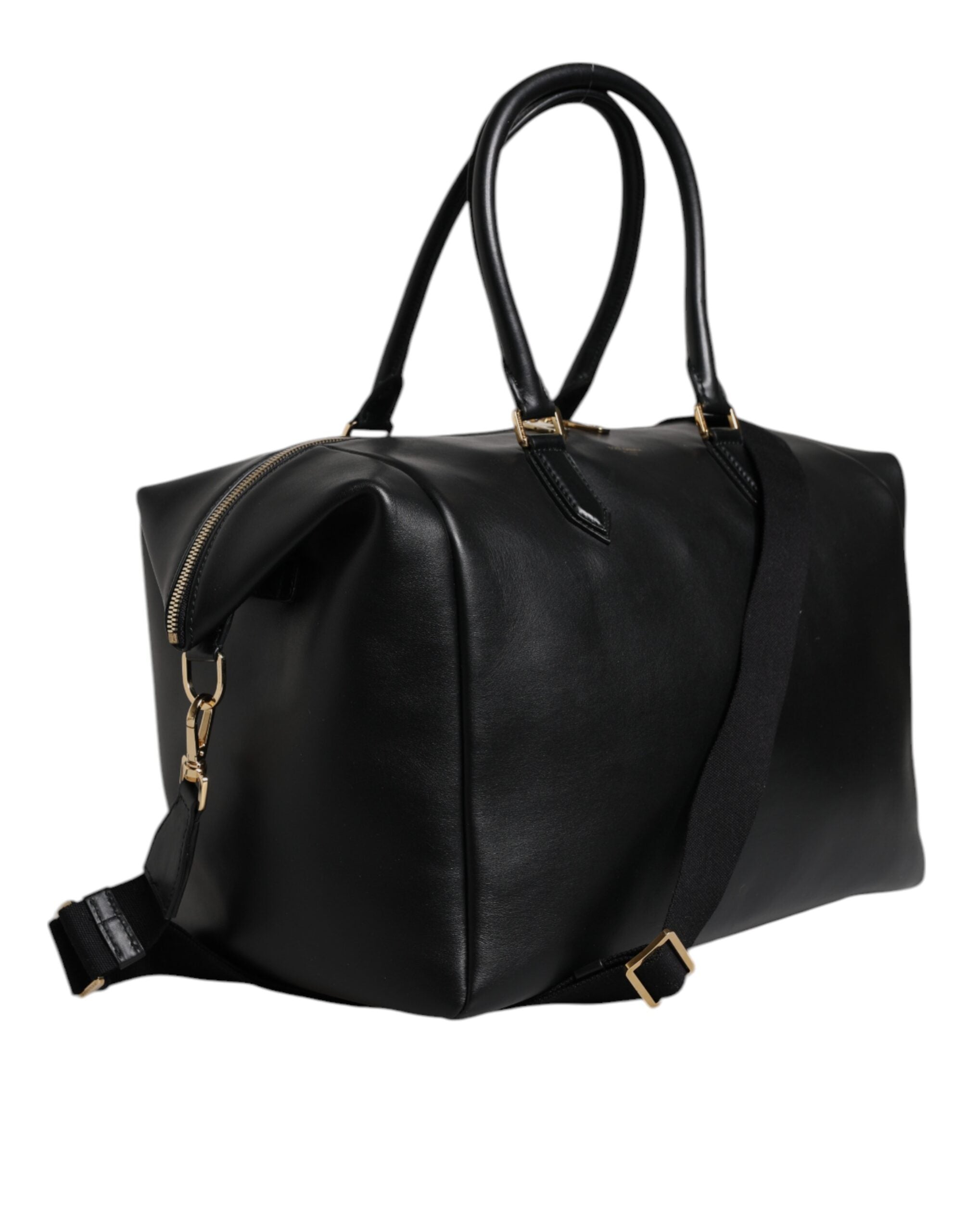 Dolce & Gabbana – Reisetasche aus schwarzem Kalbsleder mit Schulterriemen