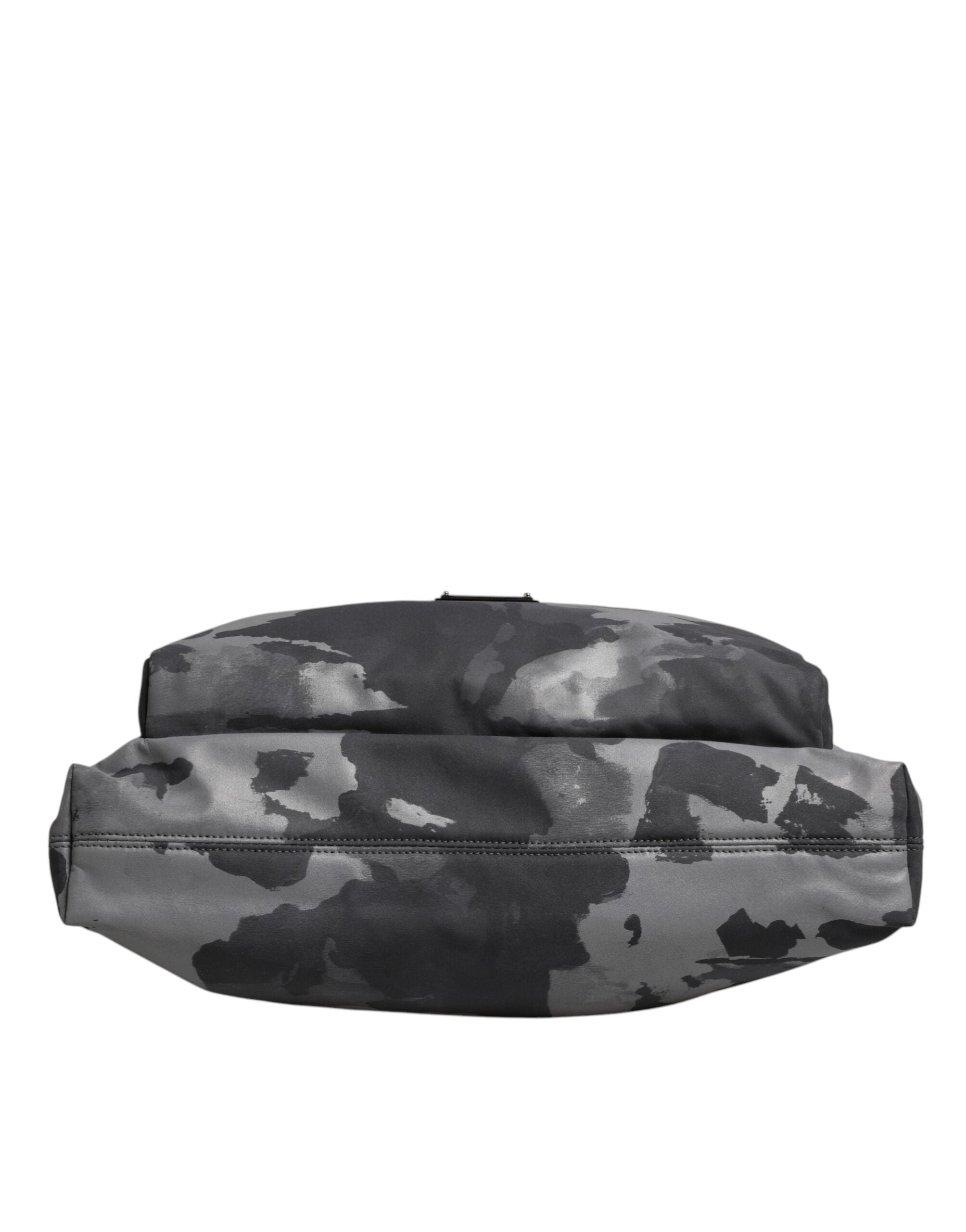 Geantă tote Dolce & Gabbana din bumbac gri camo cu compartimente multiple