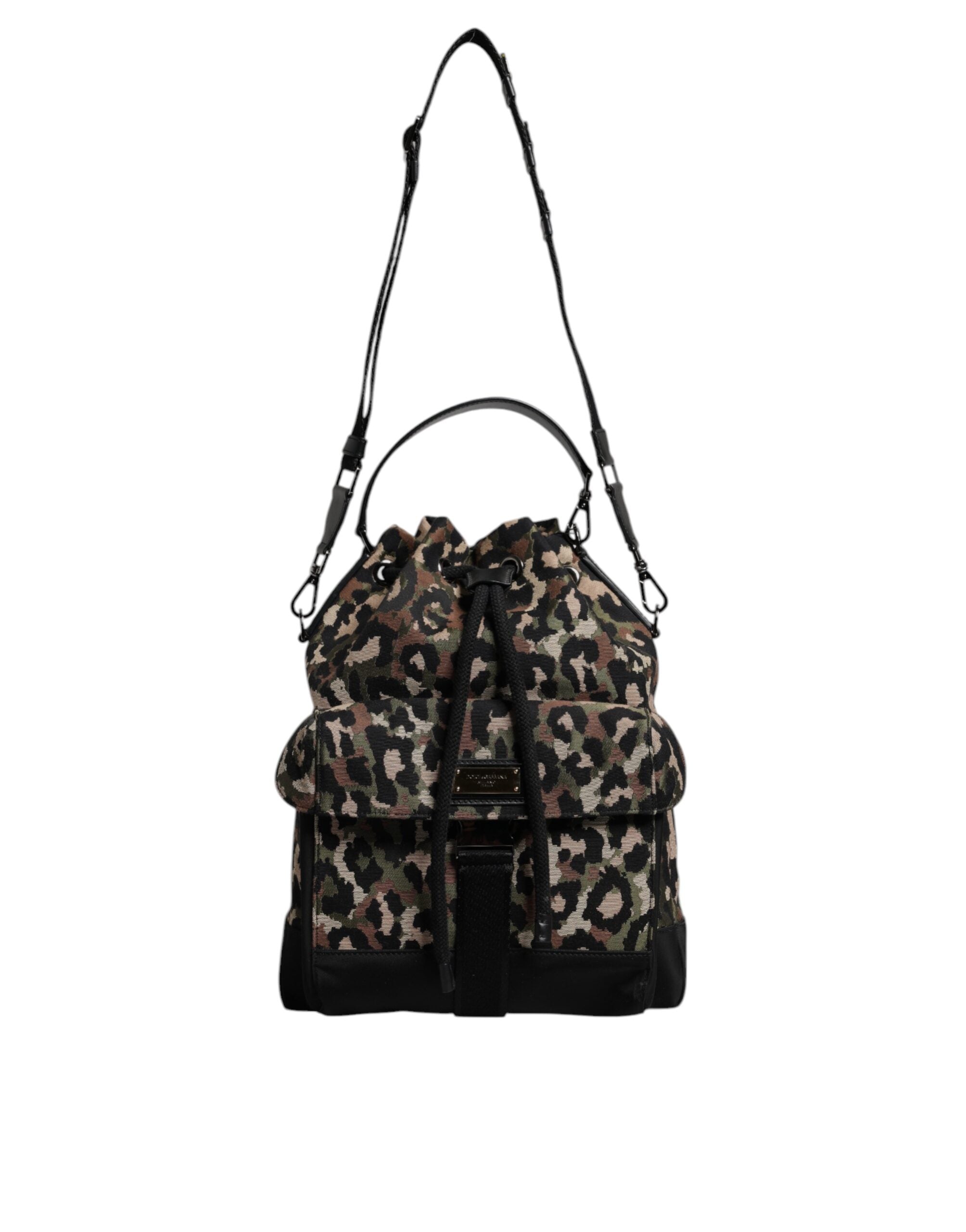 Geantă de umăr Dolce & Gabbana cu imprimeu leopard multicolor din bumbac