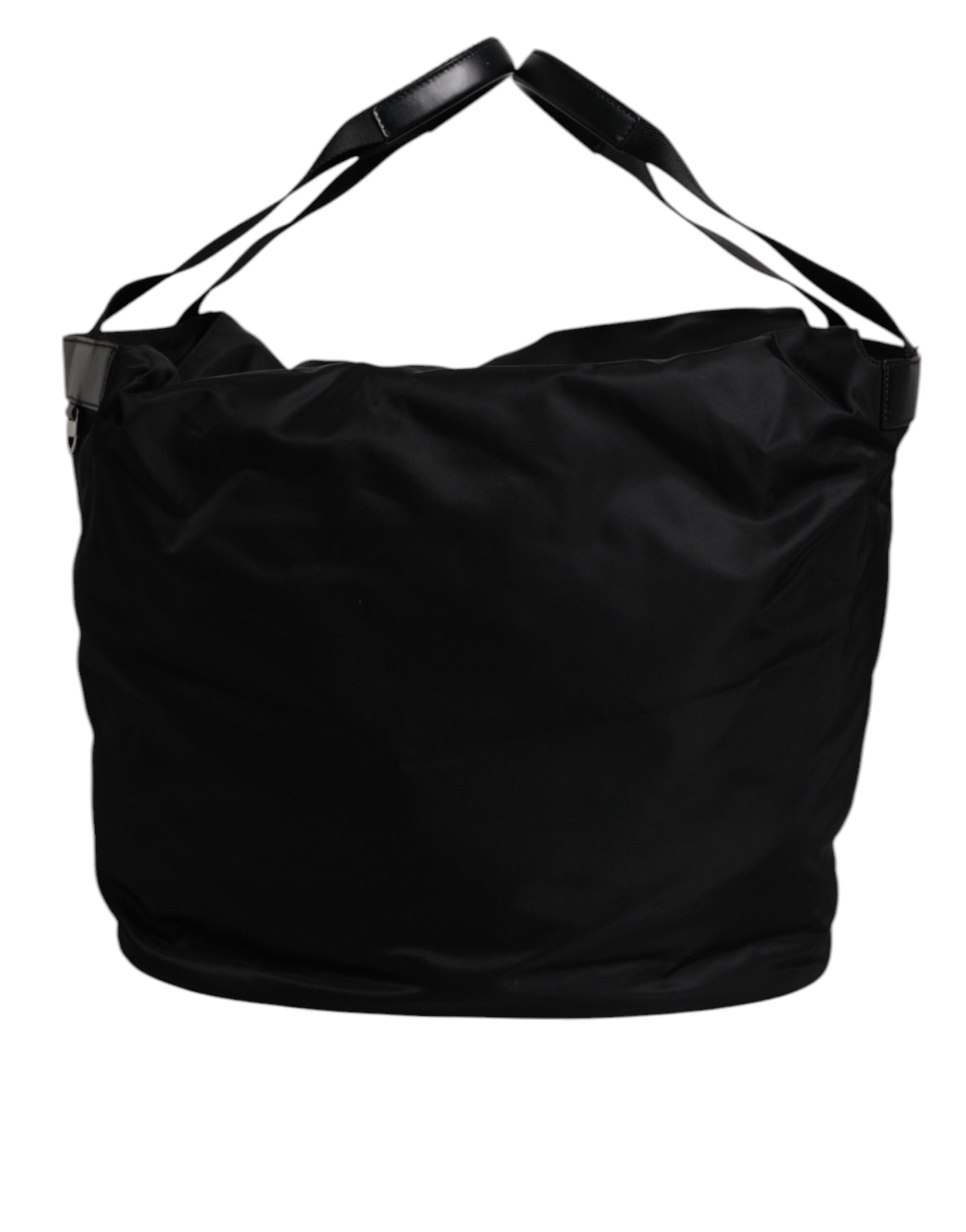 Dolce & Gabbana – Schultertasche aus schwarzem Nylon mit weißem Logo