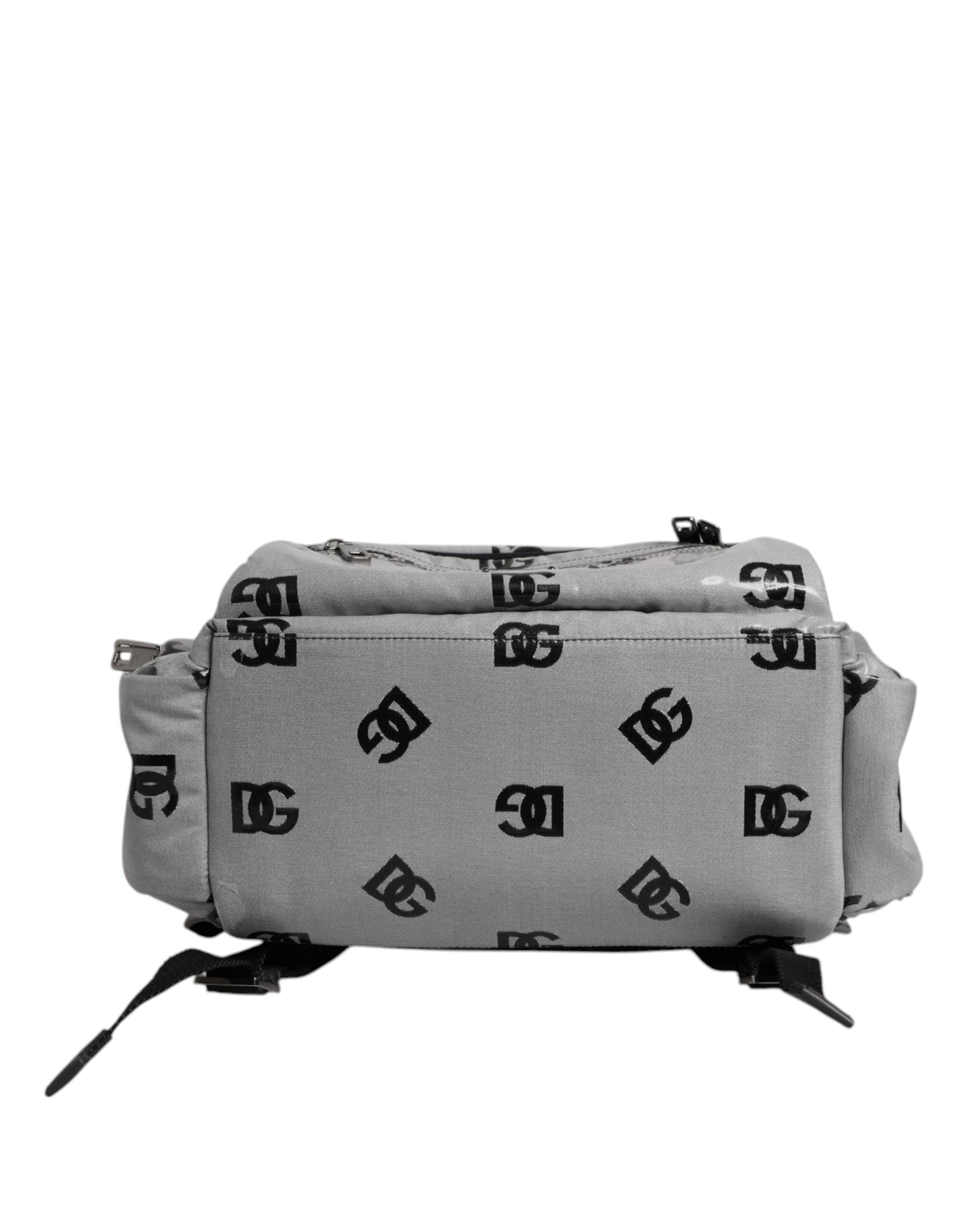 Rucsac Dolce & Gabbana din poliester gri negru cu placă cu logo DG