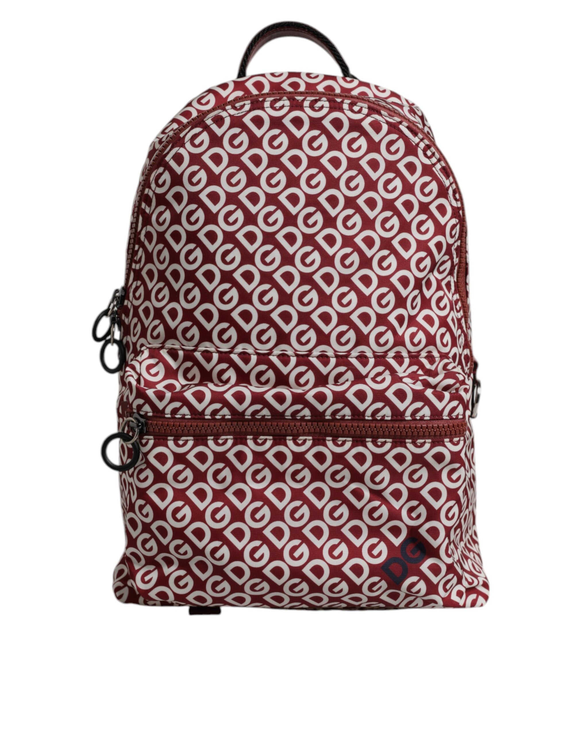 Rucsac de călătorie Dolce & Gabbana, din nailon, roșu și alb, cu imprimeu DG Logo