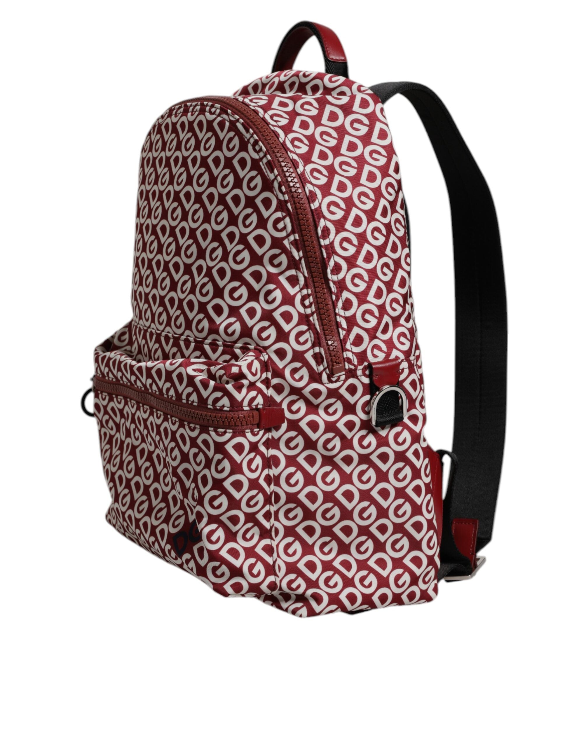 Rucsac de călătorie Dolce & Gabbana, din nailon, roșu și alb, cu imprimeu DG Logo