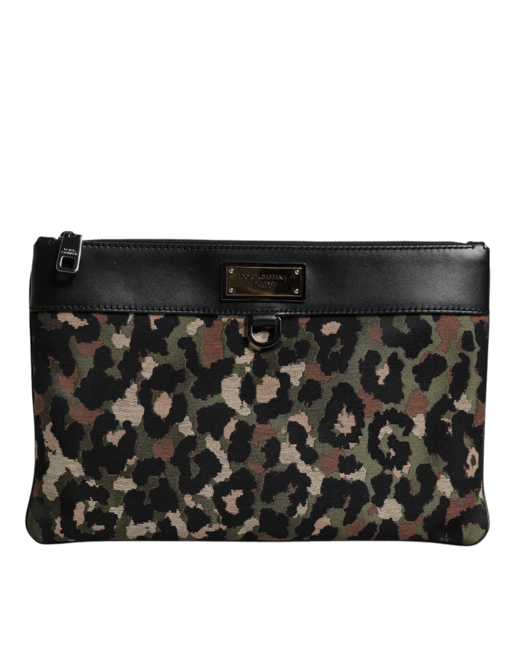 Dolce & Gabbana Geantă tip poșetă cu imprimeu jacquard leopard multicolor și placă cu logo