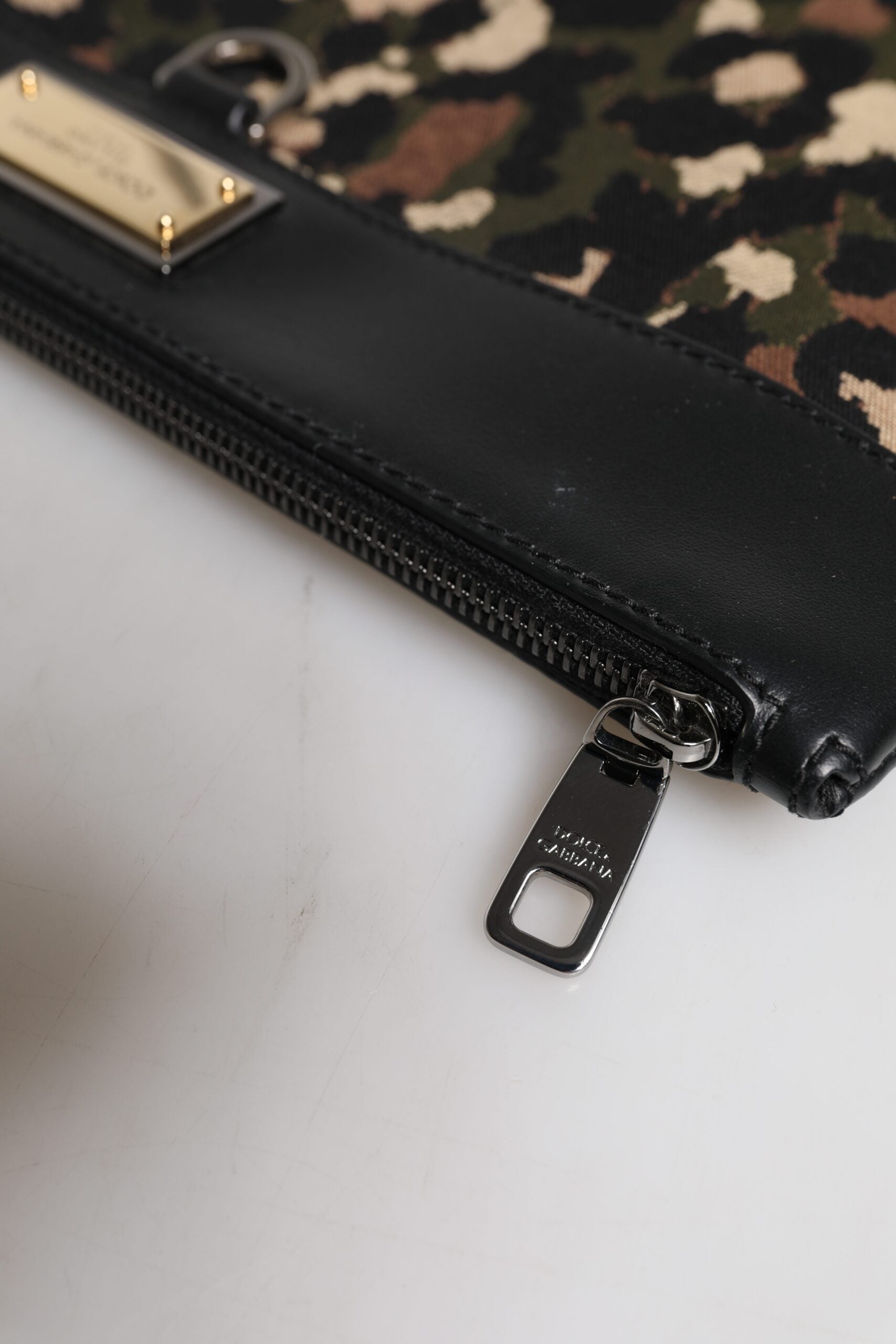Dolce & Gabbana Geantă tip poșetă cu imprimeu jacquard leopard multicolor și placă cu logo