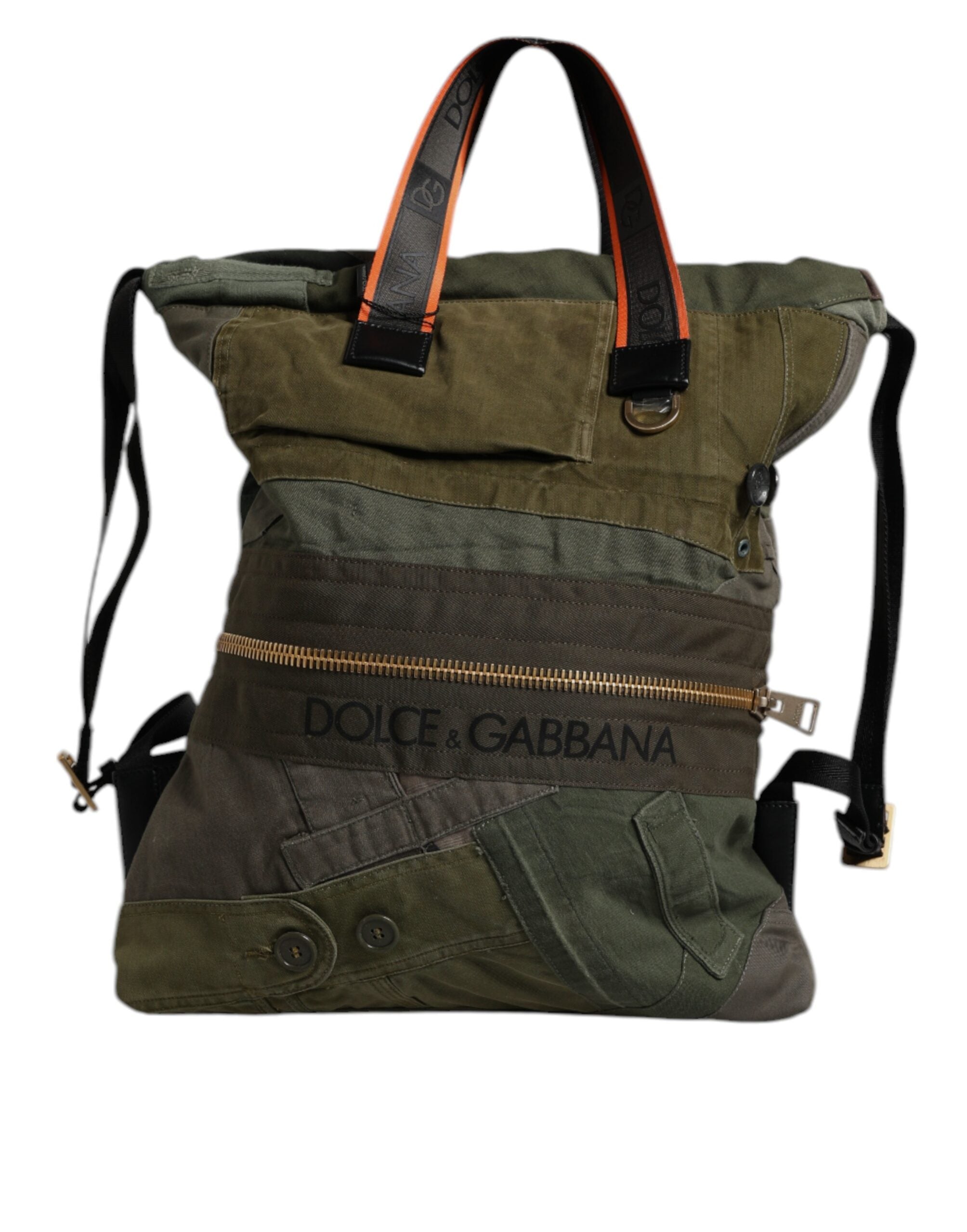 Rucsac Dolce & Gabbana Verde Militar cu imprimeu patchwork