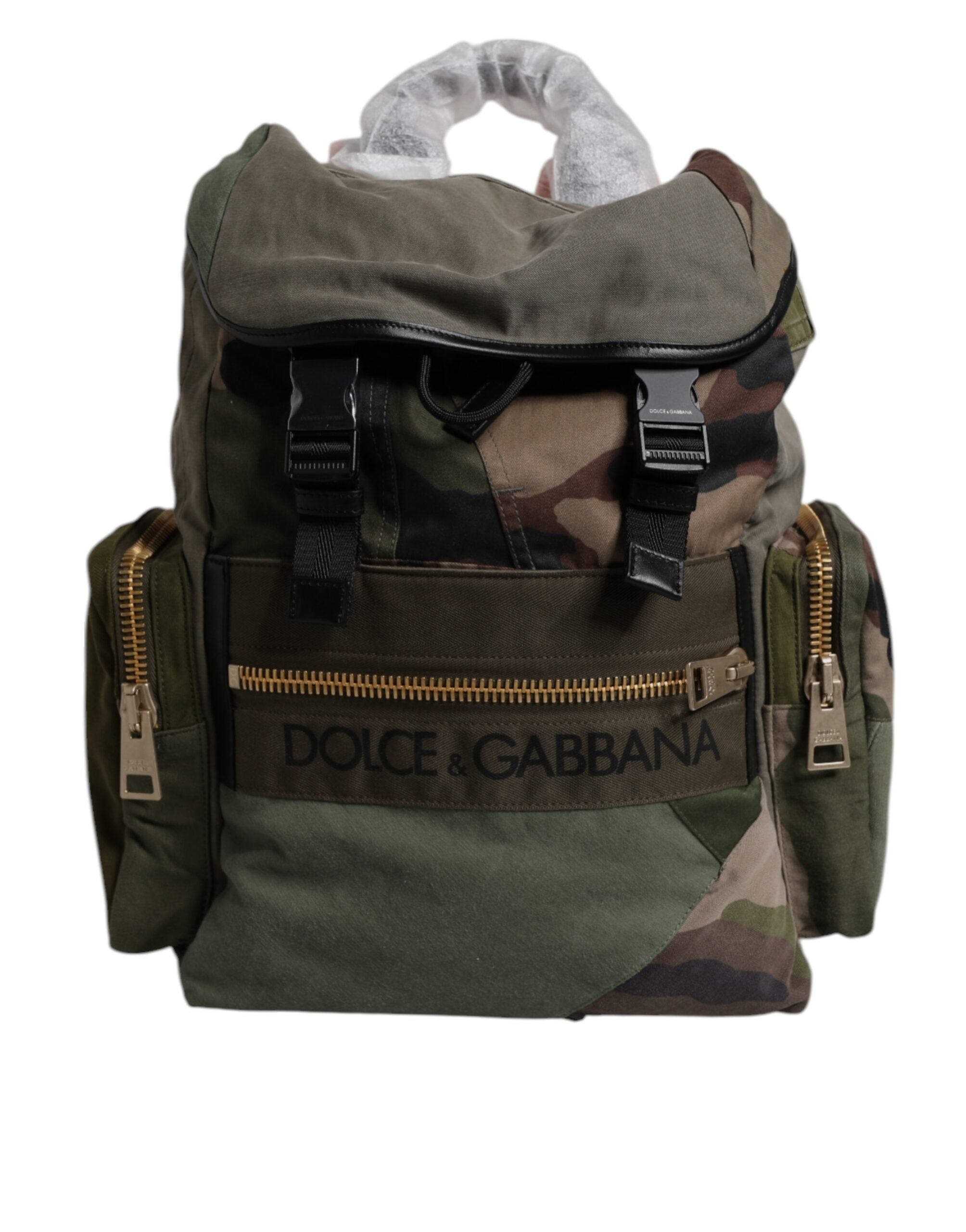 Rucsac de călătorie Dolce & Gabbana verde militar cu imprimeu patchwork