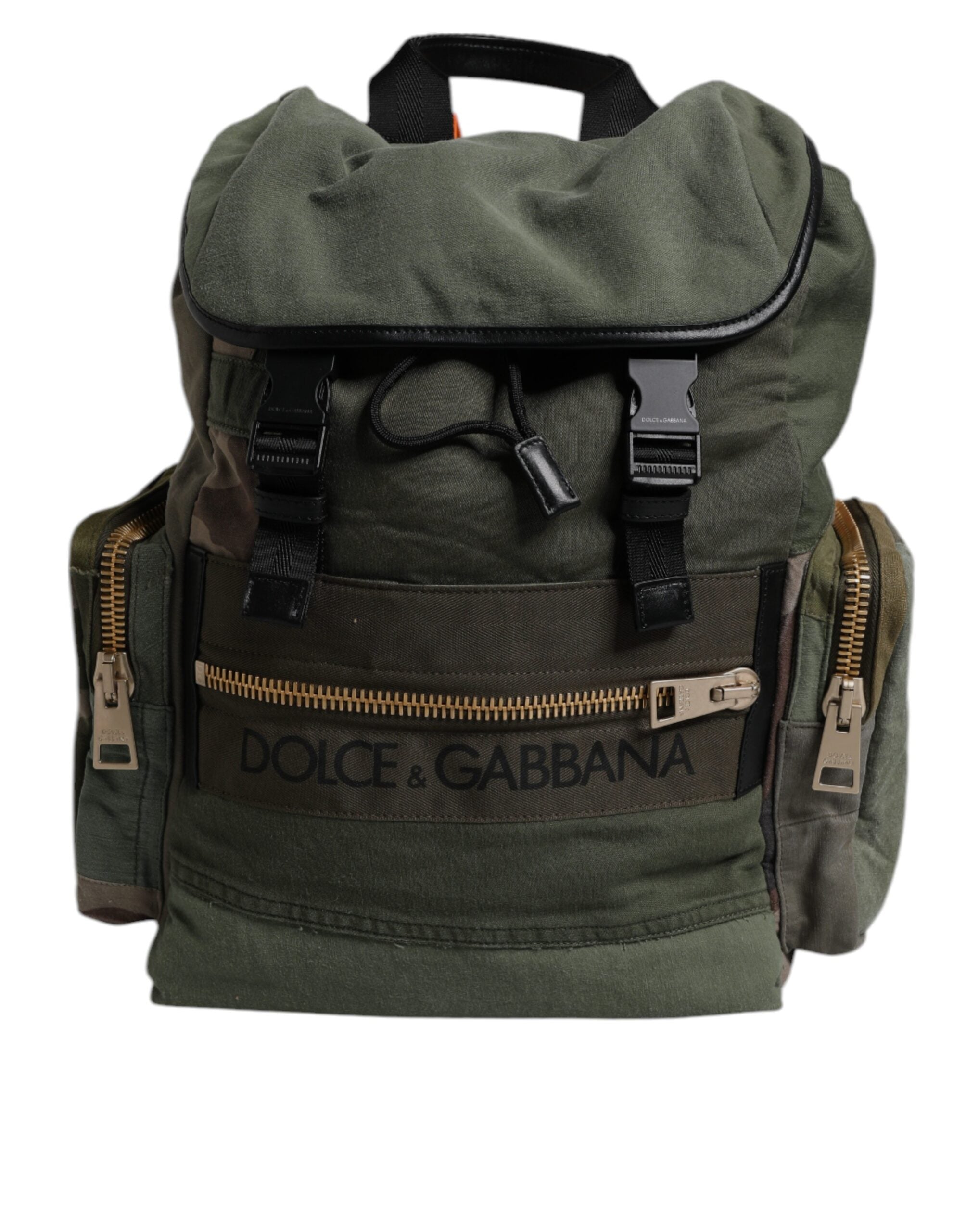 Rucsac de călătorie Dolce & Gabbana verde militar cu imprimeu patchwork