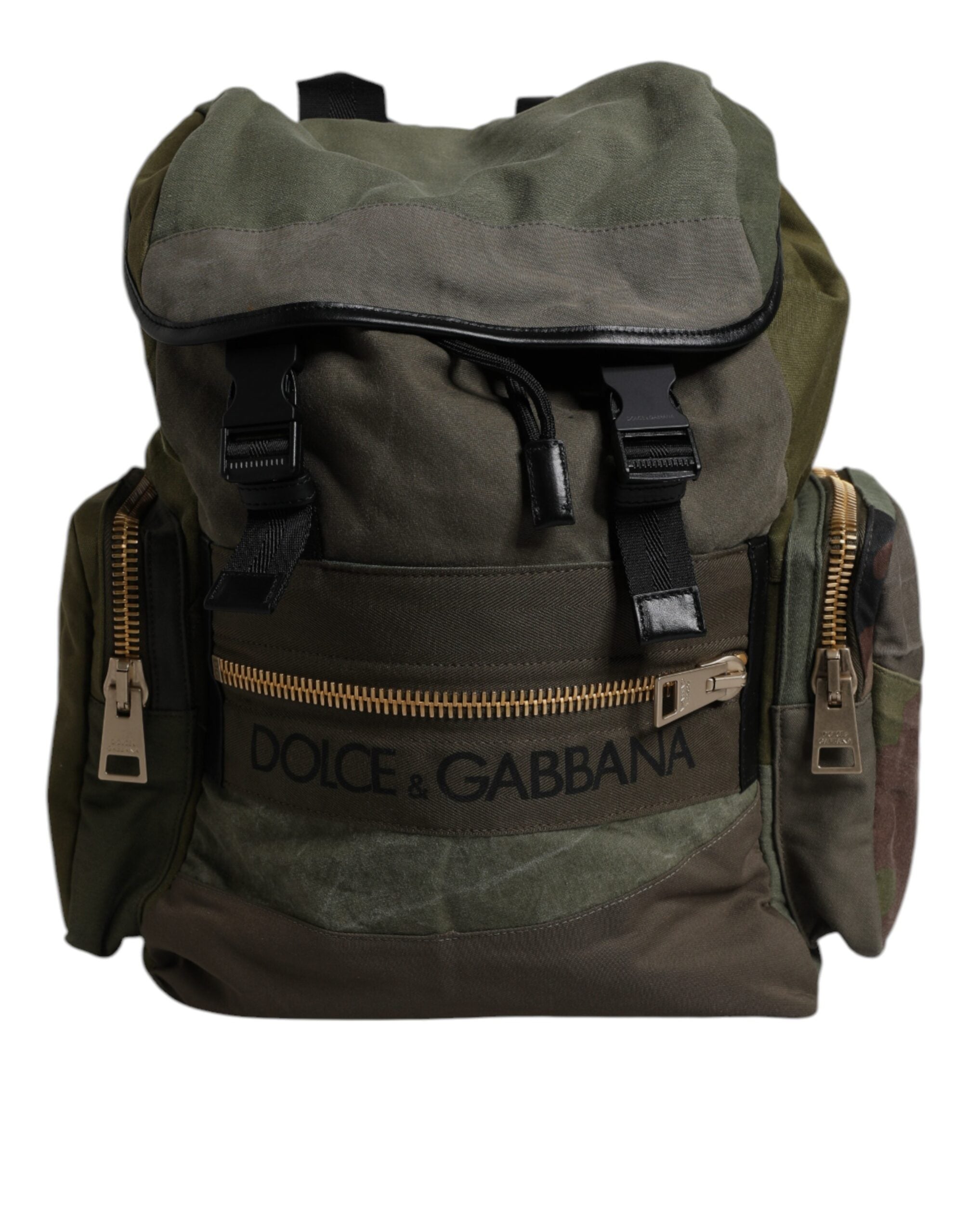Rucsac școlar Dolce & Gabbana Verde Militar cu imprimeu patchwork