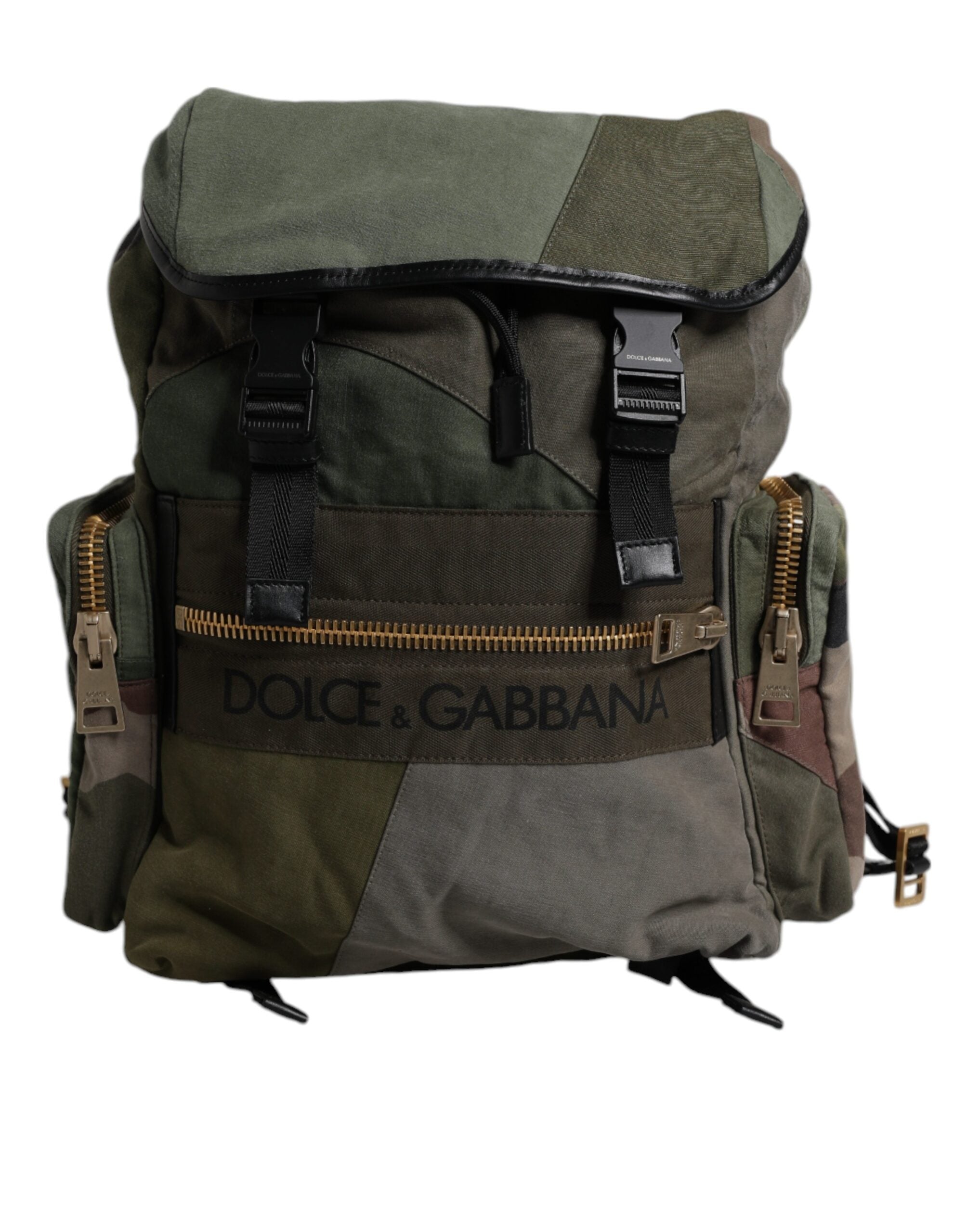 Rucsac de călătorie Dolce & Gabbana verde militar cu imprimeu patchwork