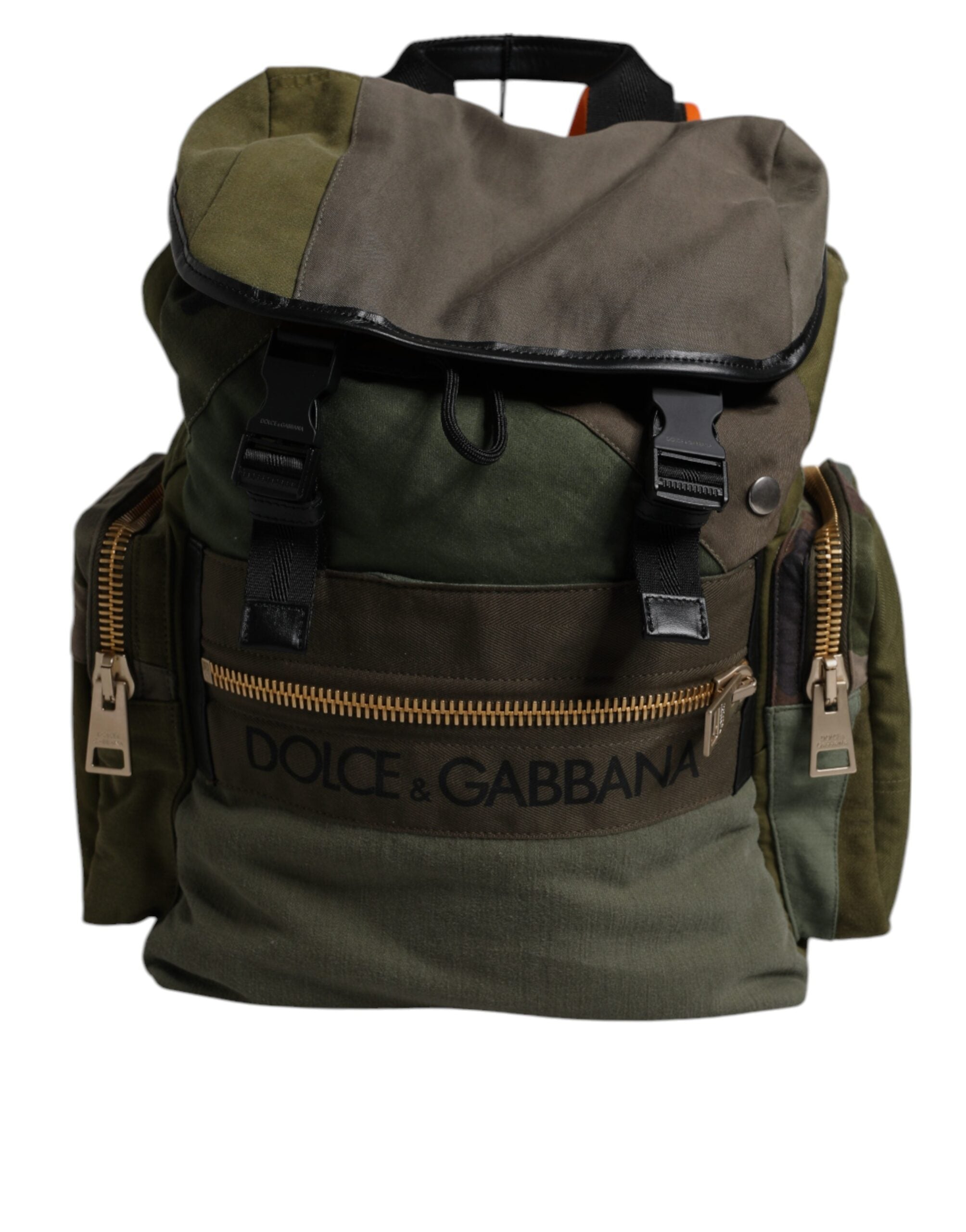 Rucsac de călătorie Dolce & Gabbana verde militar cu imprimeu patchwork