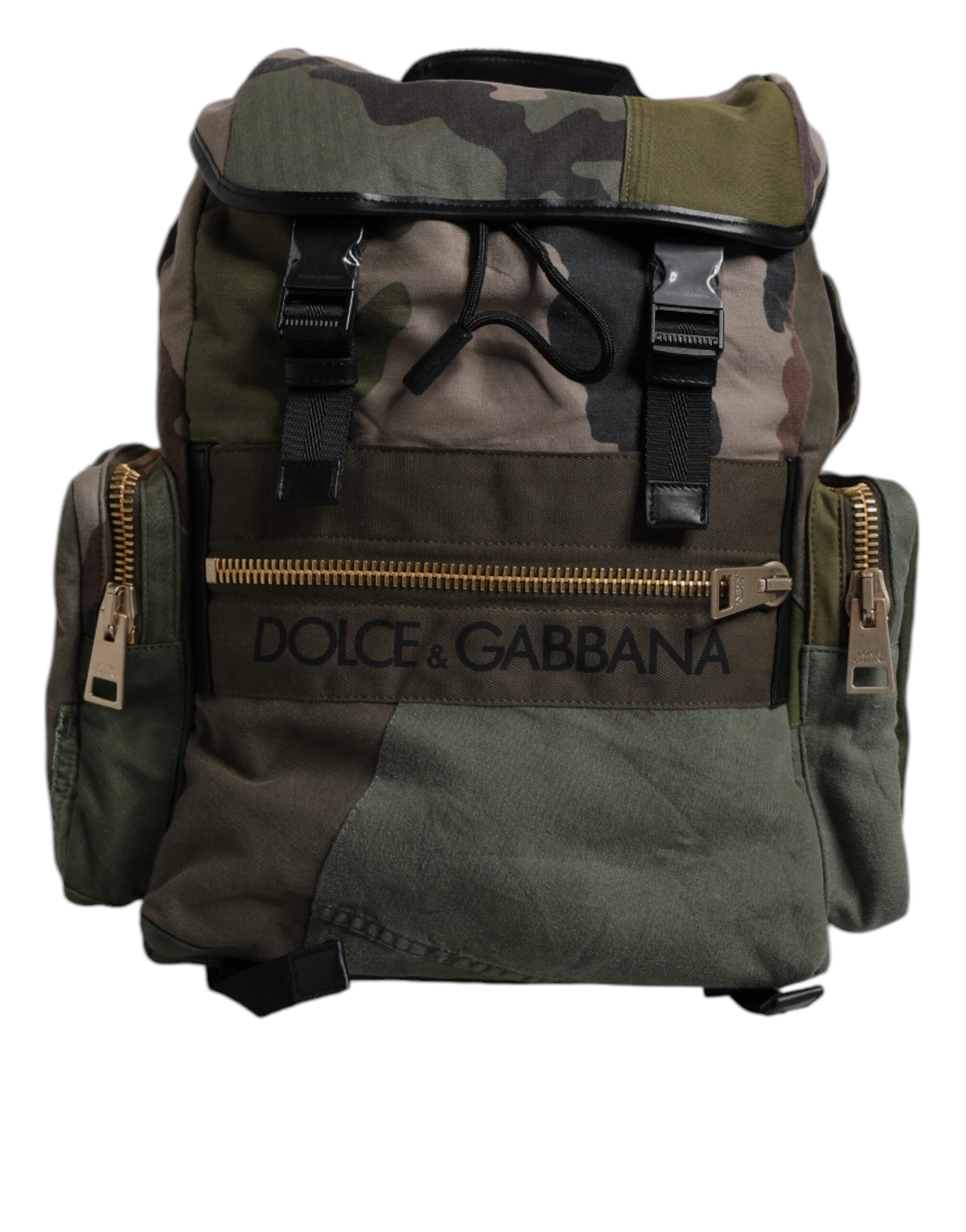 Rucsac de călătorie Dolce & Gabbana verde militar cu imprimeu patchwork