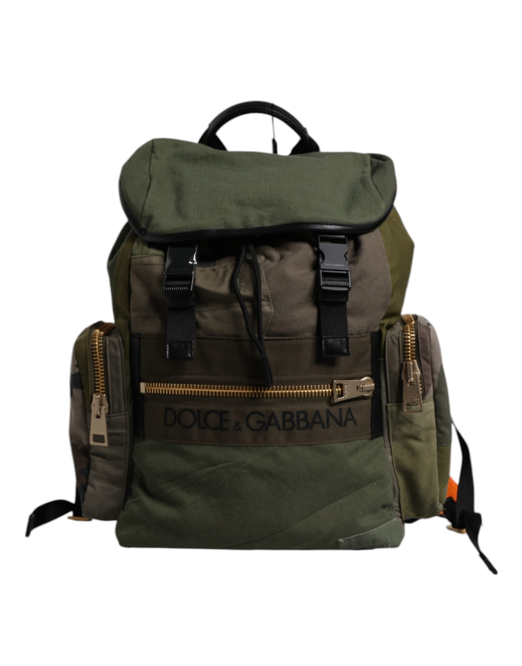 Rucsac de călătorie Dolce & Gabbana verde militar cu imprimeu patchwork