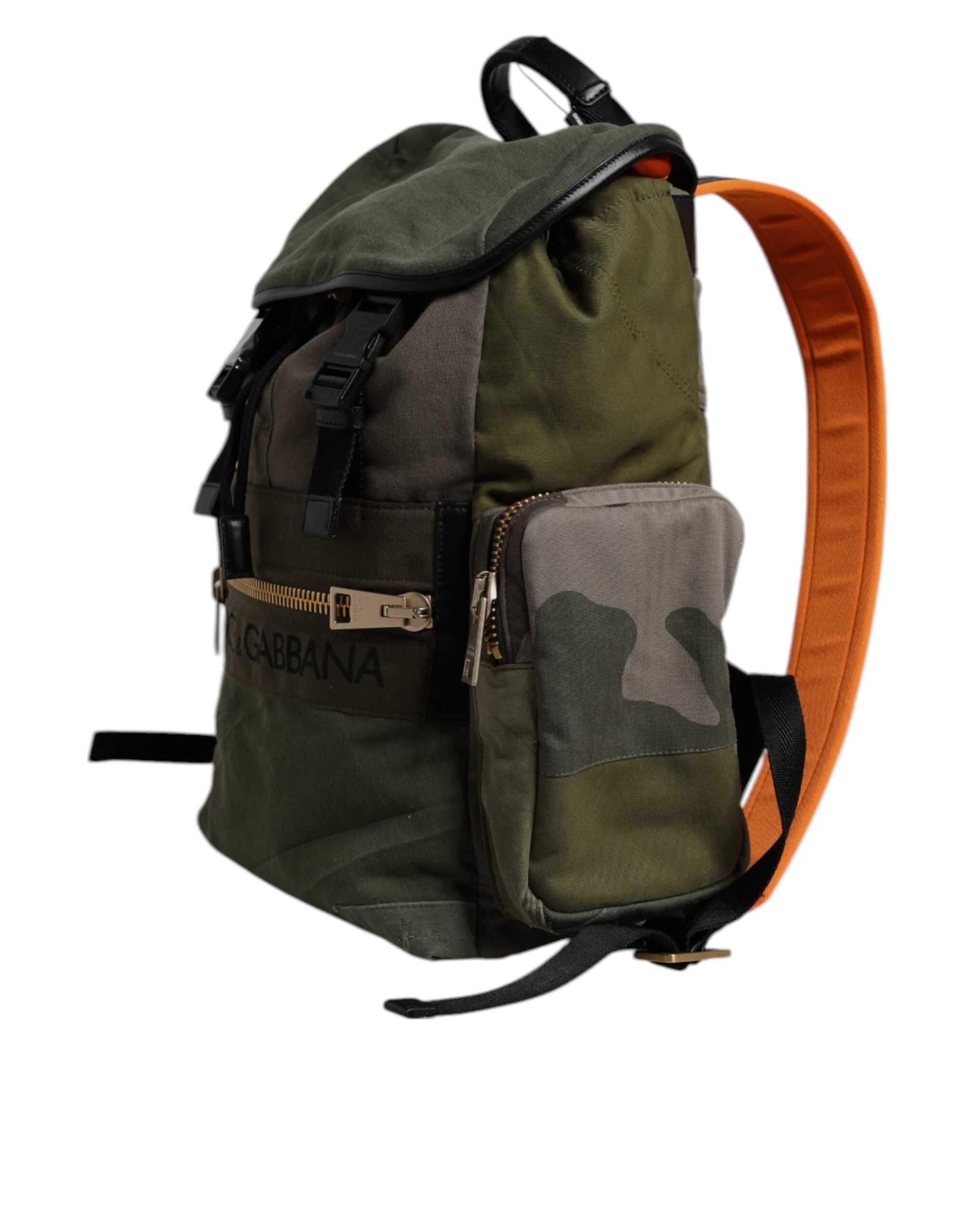 Rucsac de călătorie Dolce & Gabbana verde militar cu imprimeu patchwork
