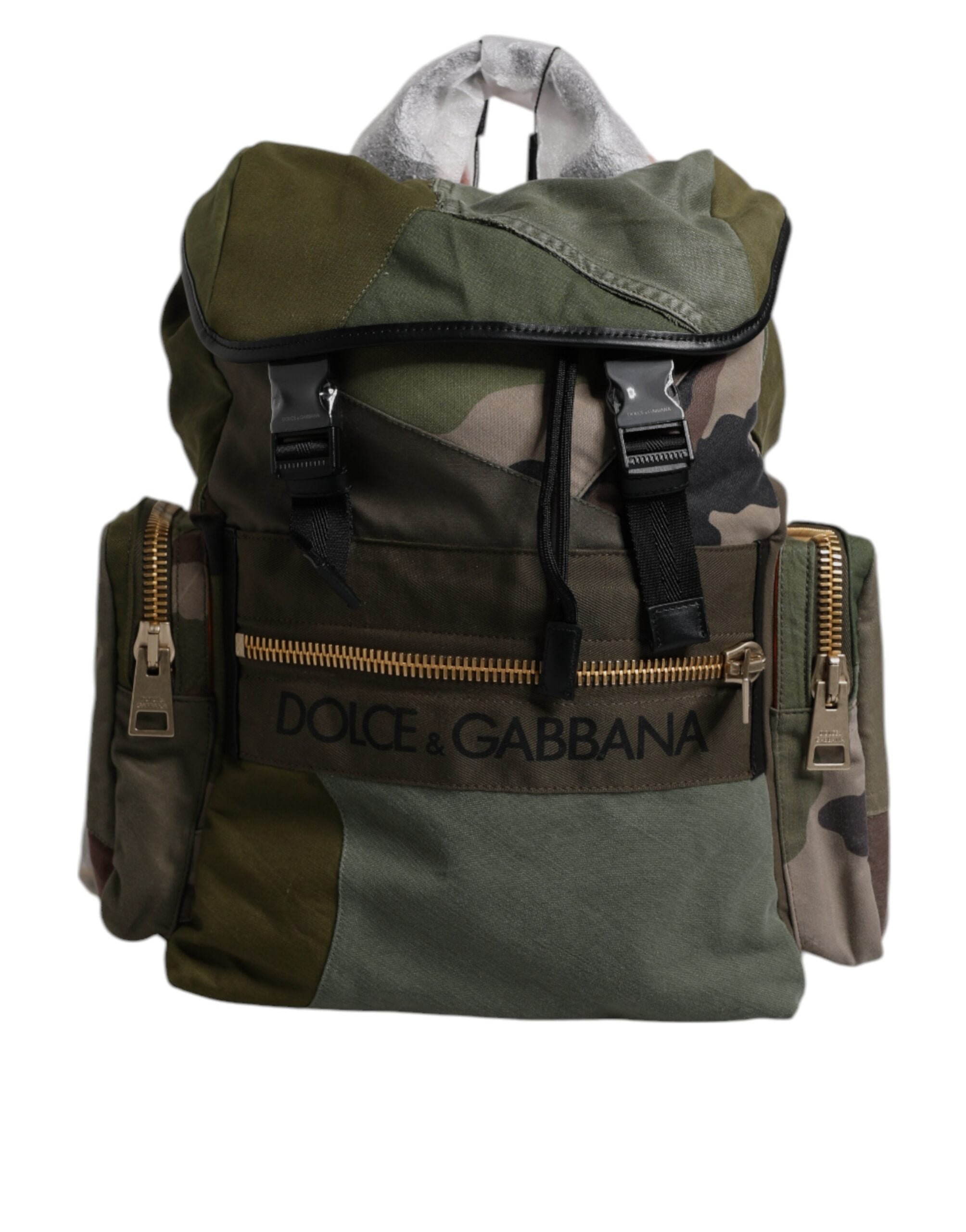 Dolce & Gabbana Militärgrüner Patchwork-Reiserucksack