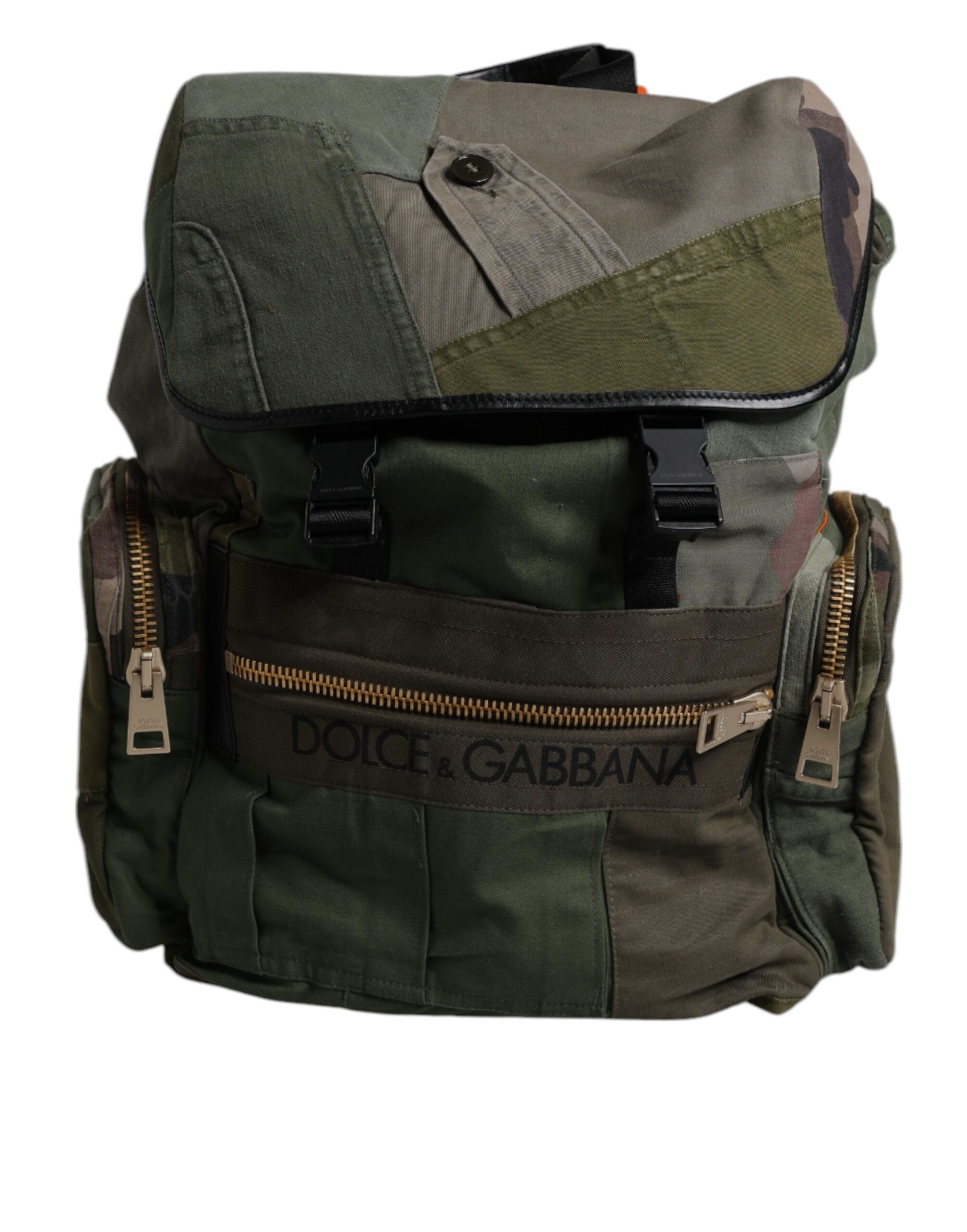 Rucsac de călătorie Dolce & Gabbana verde militar cu imprimeu patchwork