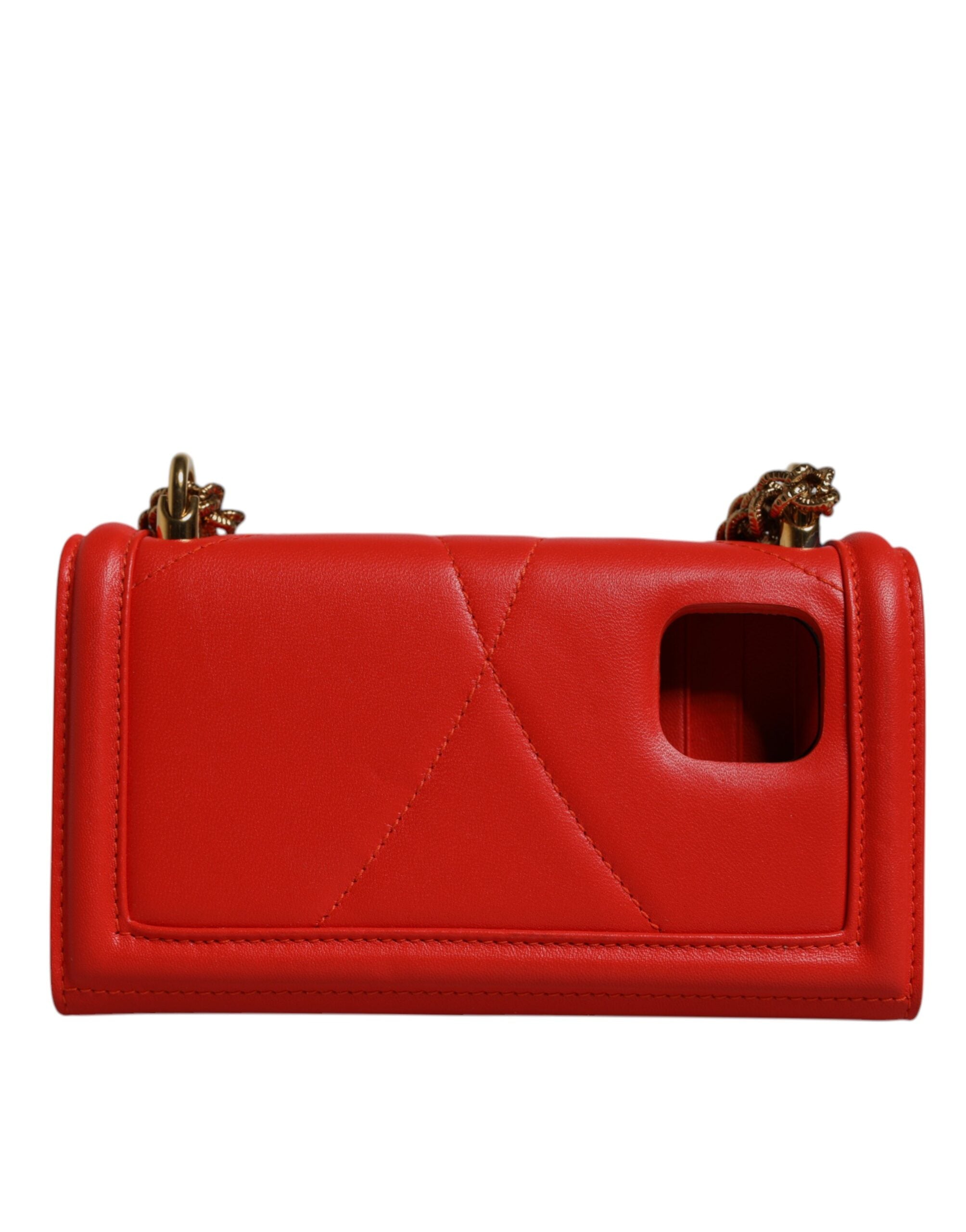 Geantă de telefon Dolce & Gabbana Devotion matlasată roșie cu lanț crossbody