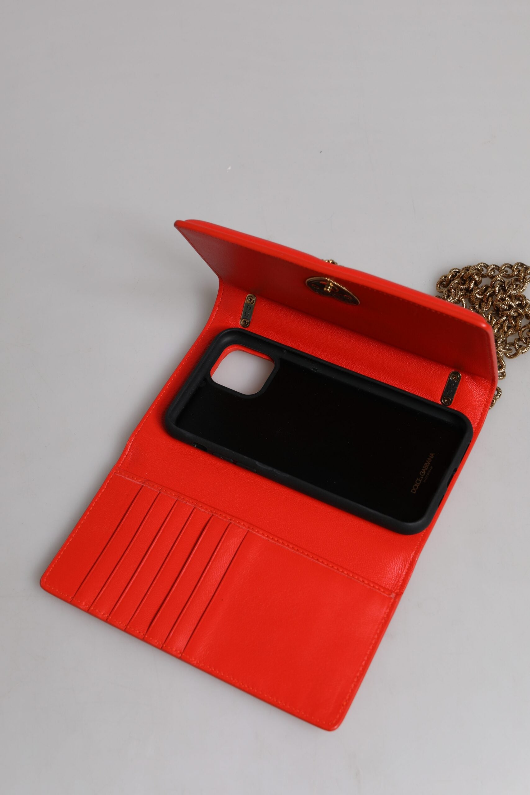 Geantă de telefon Dolce & Gabbana Devotion matlasată roșie cu lanț crossbody