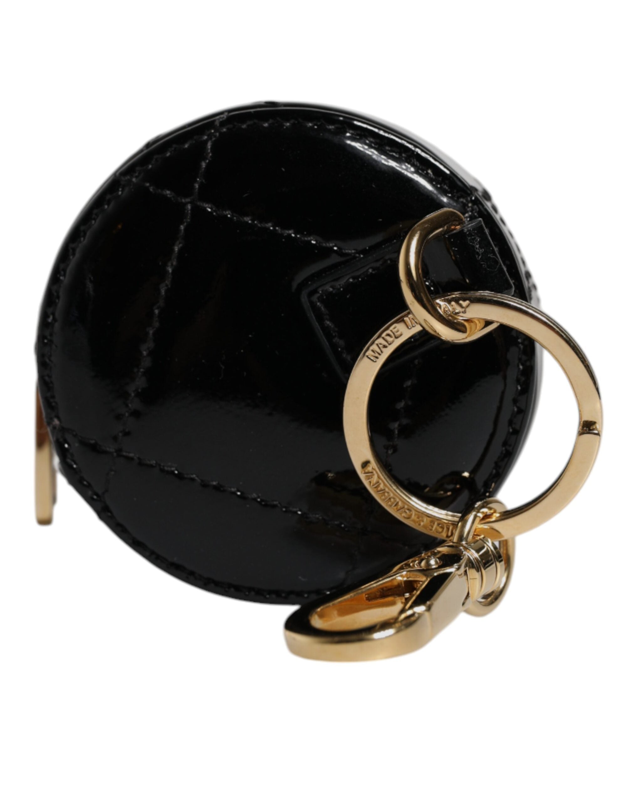 Portofel rotund Dolce & Gabbana din piele de miel neagră cu cristale DG