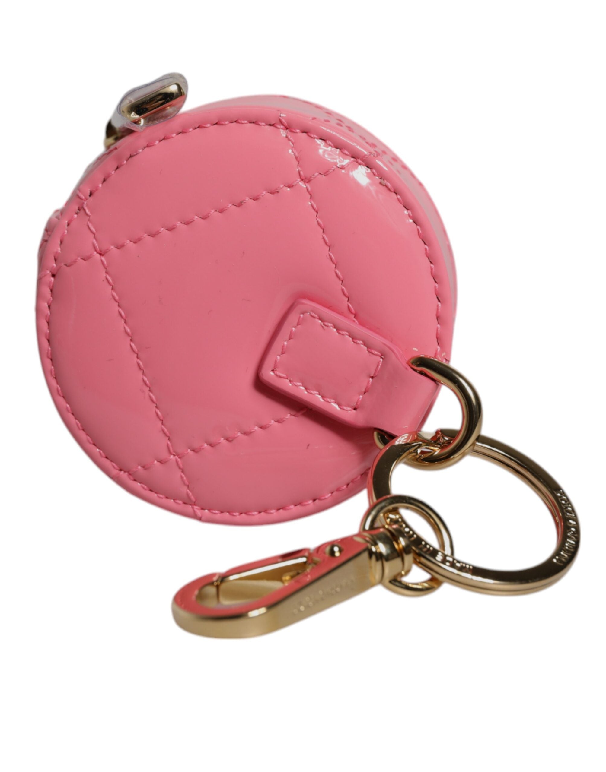 Portofel rotund Dolce & Gabbana din piele de miel roz cu cristale DG