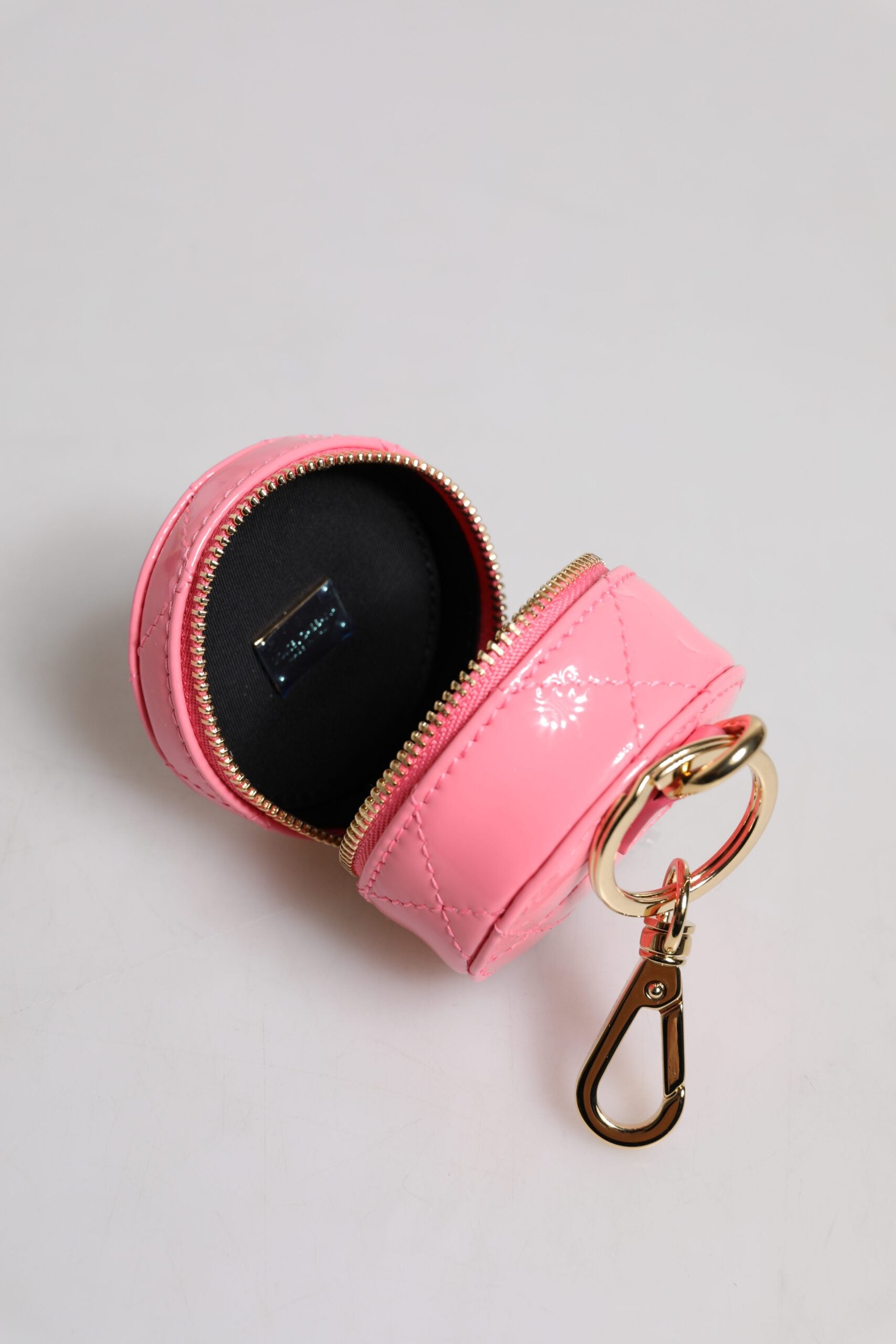 Portofel rotund Dolce & Gabbana din piele de miel roz cu cristale DG