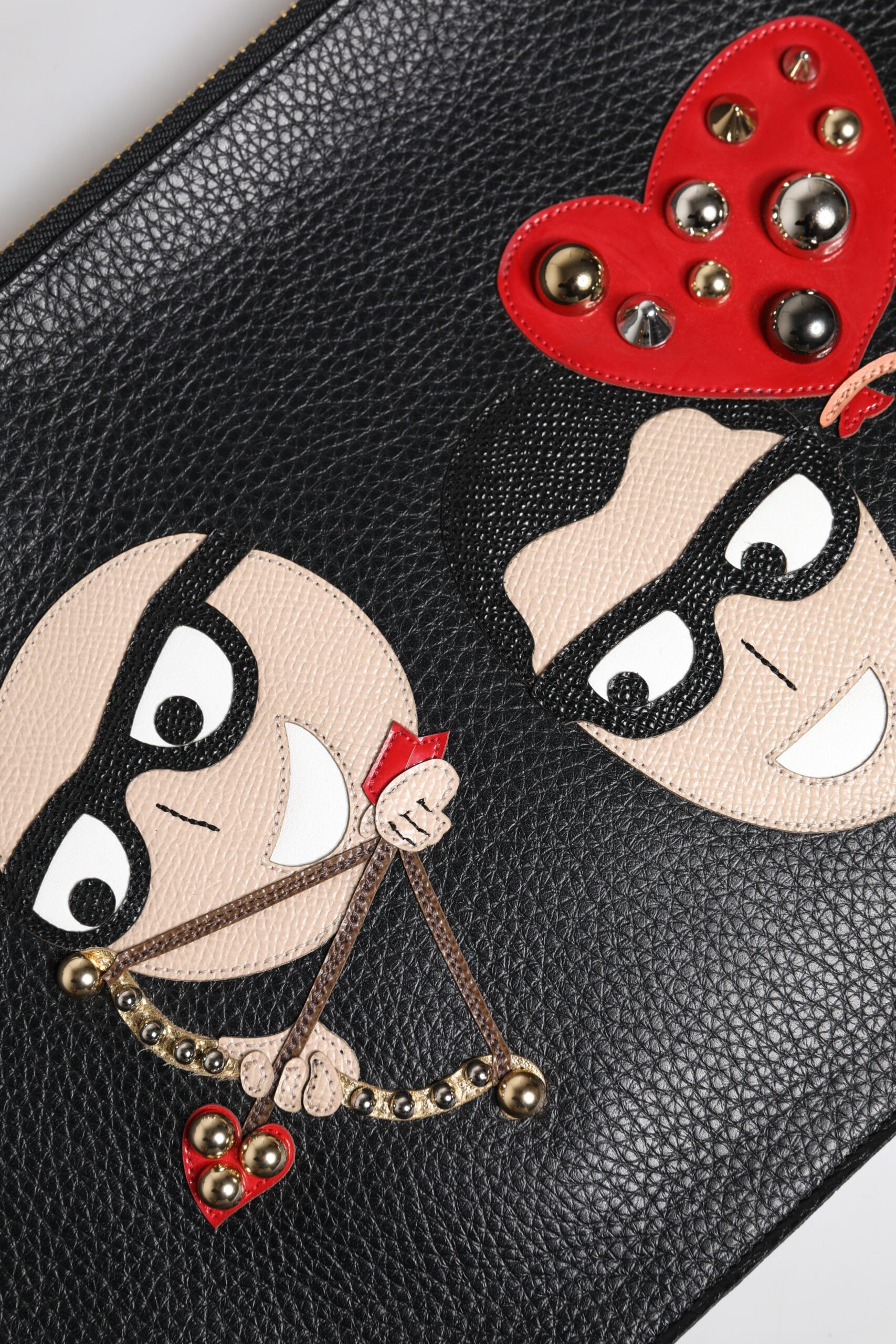 Dolce & Gabbana Schwarze #DGFamily Clutch aus verziertem Leder