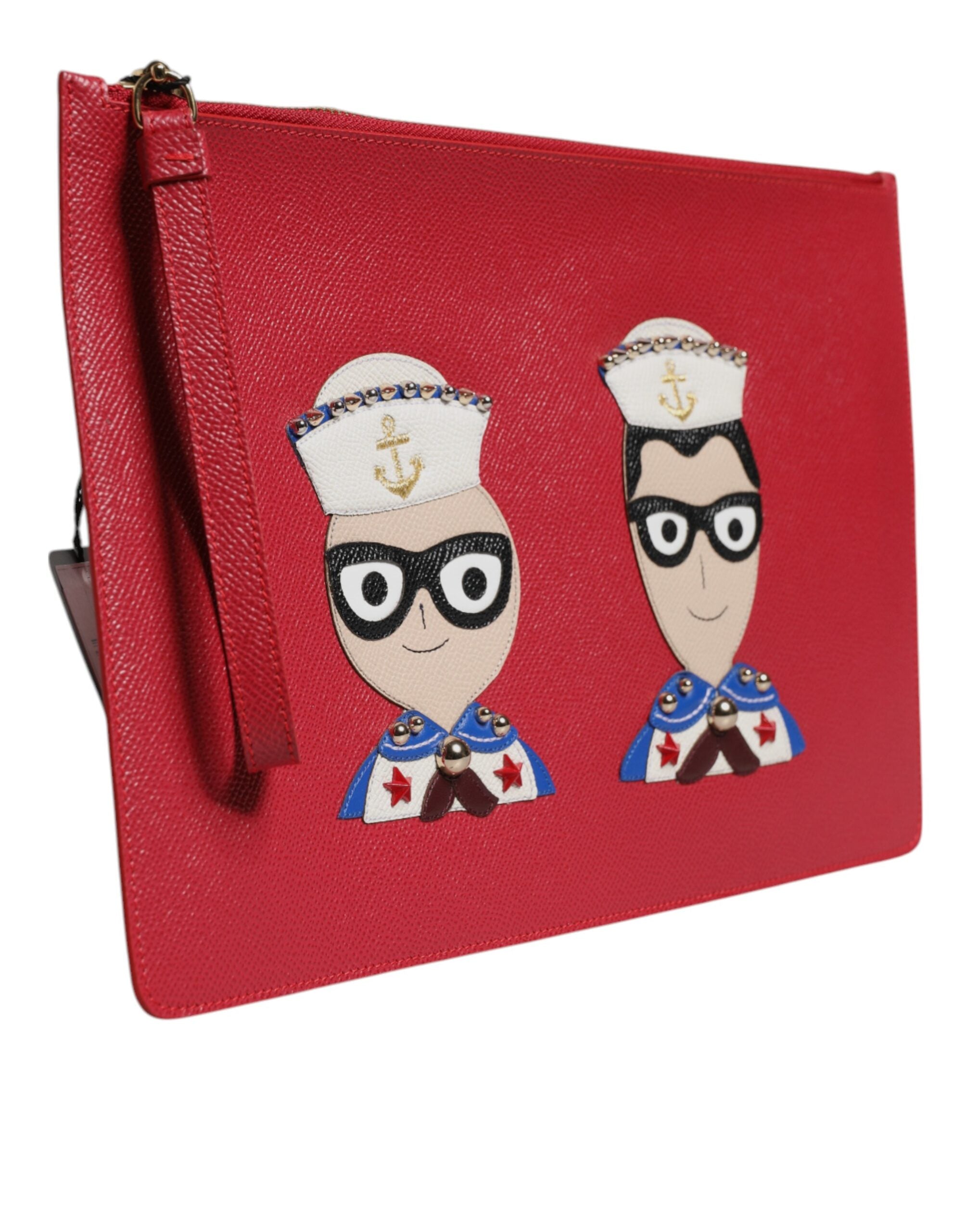Dolce & Gabbana Rote #DGFamily verzierte Leder-Clutch