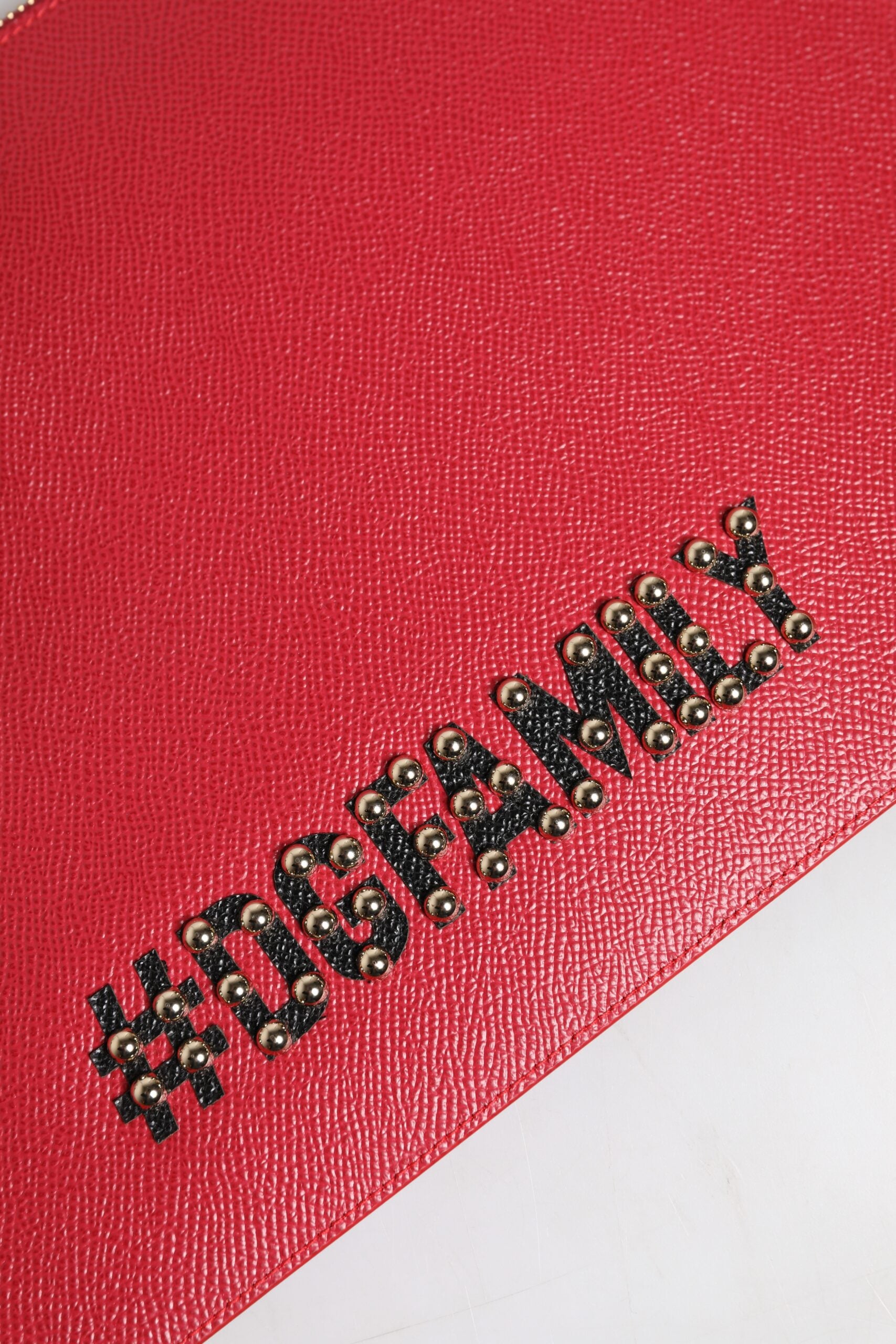 Dolce & Gabbana Rote #DGFamily verzierte Leder-Clutch